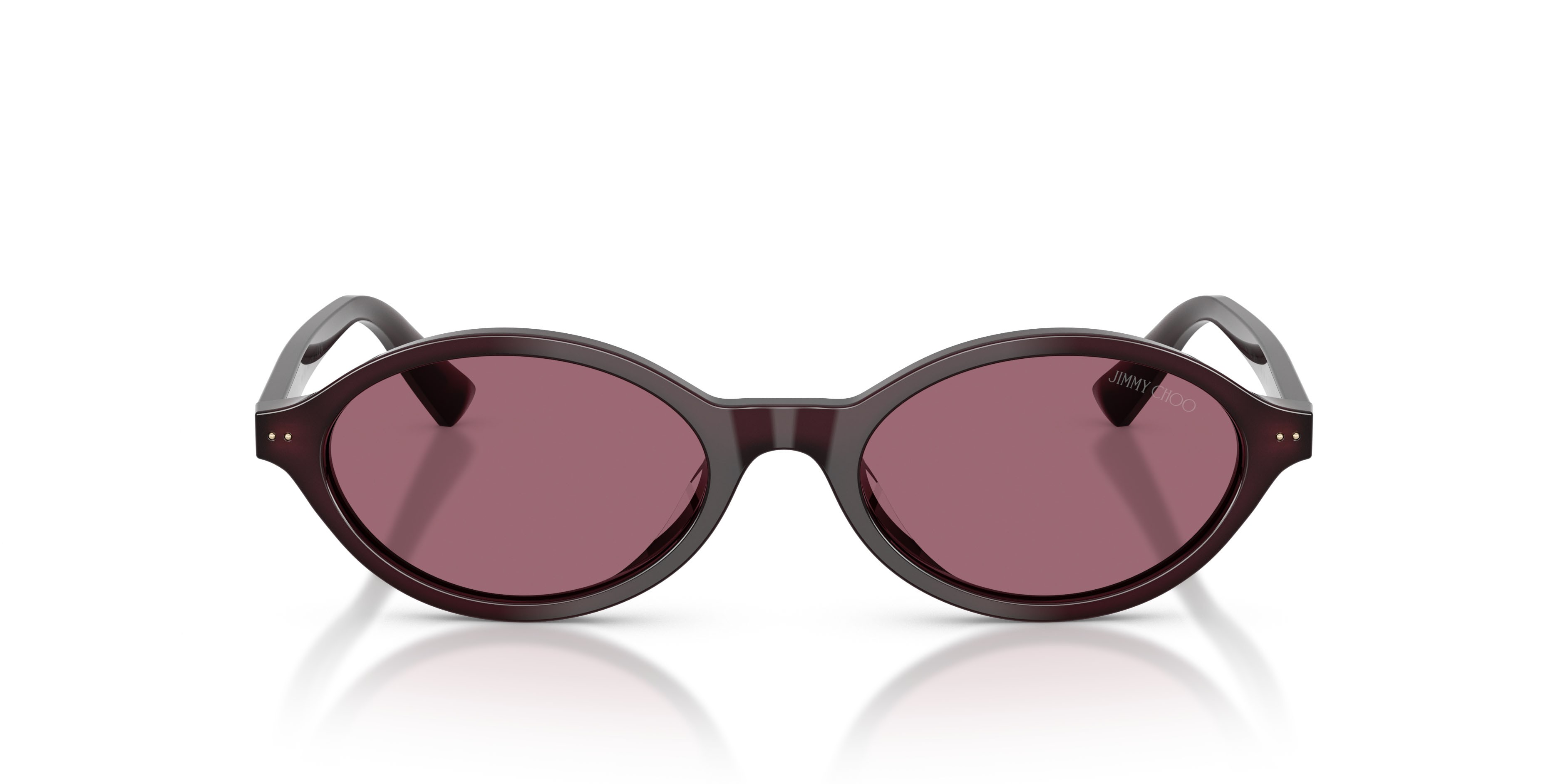 Occhiali da sole Jimmy Choo JC 5068U (50861A) colore prugna opalino forma ovale lenti viola