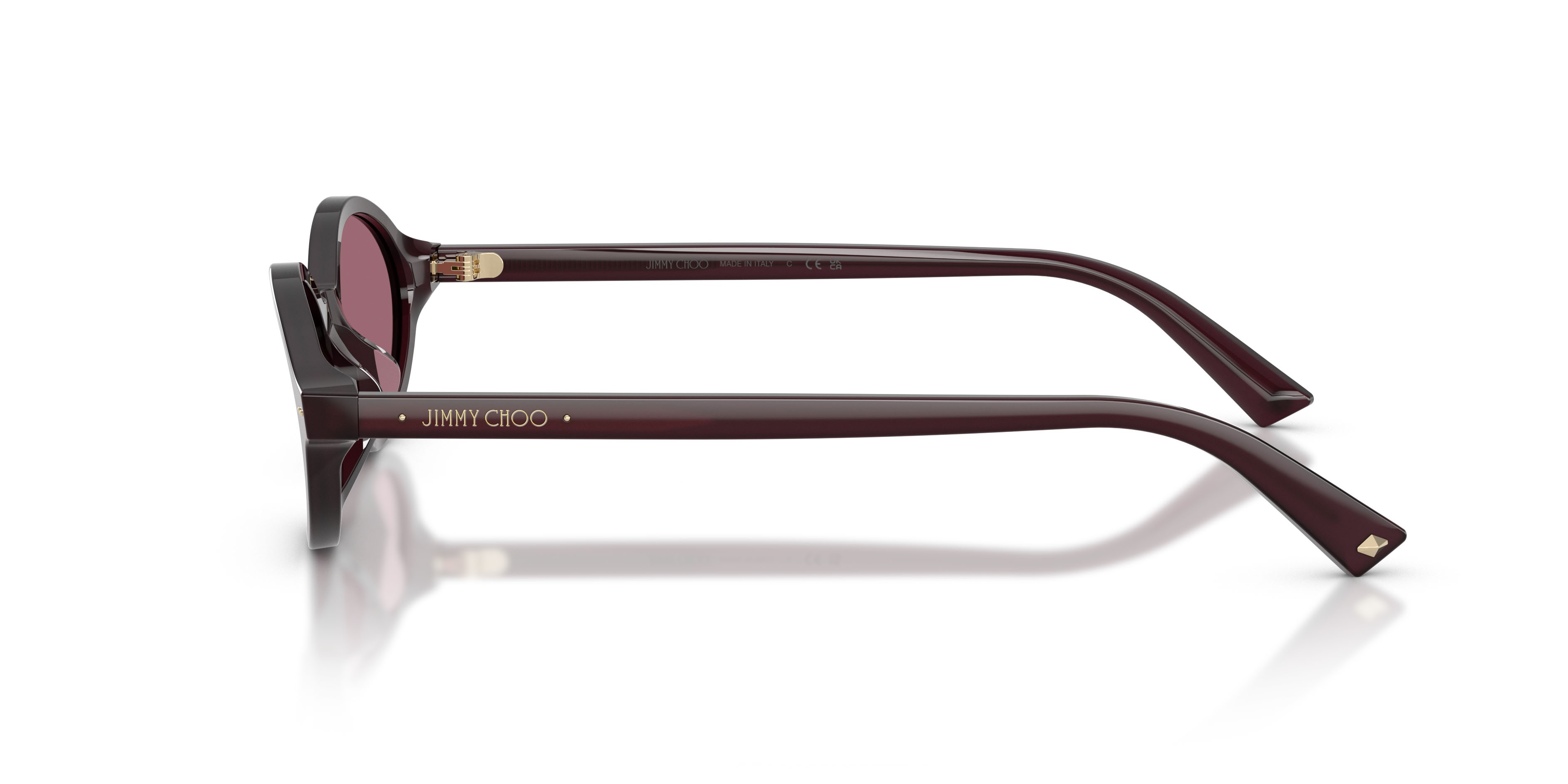 Occhiali da sole Jimmy Choo JC 5068U (50861A) colore prugna opalino forma ovale lenti viola