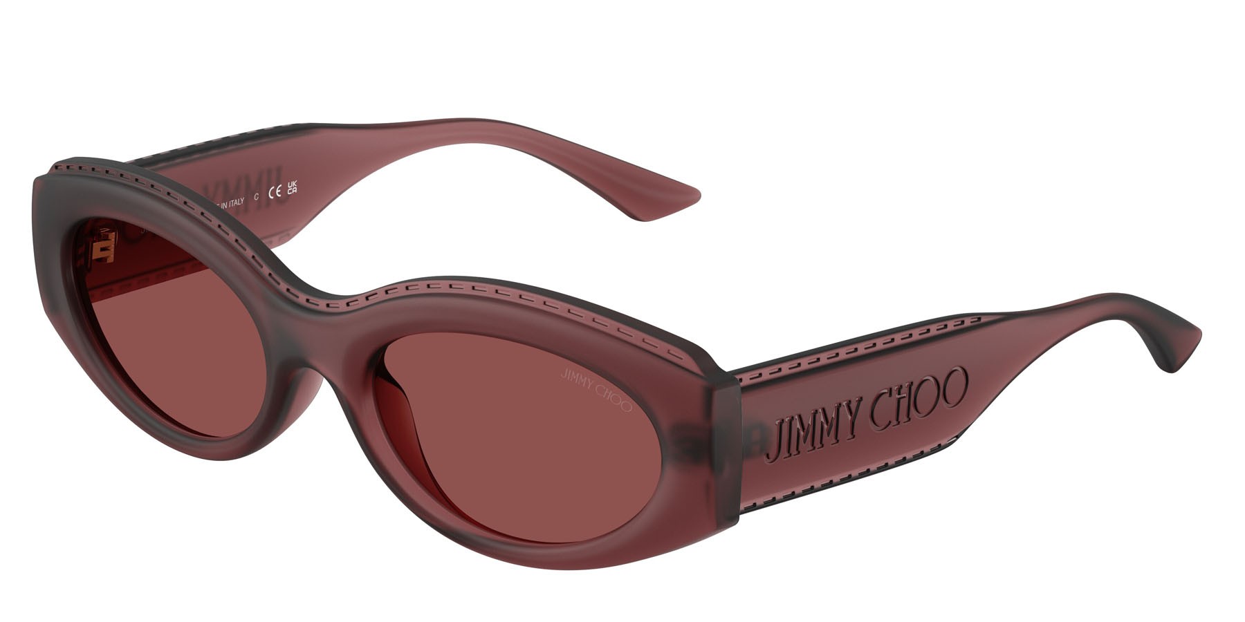 Occhiali da sole Jimmy Choo JC 6002U (509375) colore rosso cranberry trasparente forma ovale lenti violetto scuro