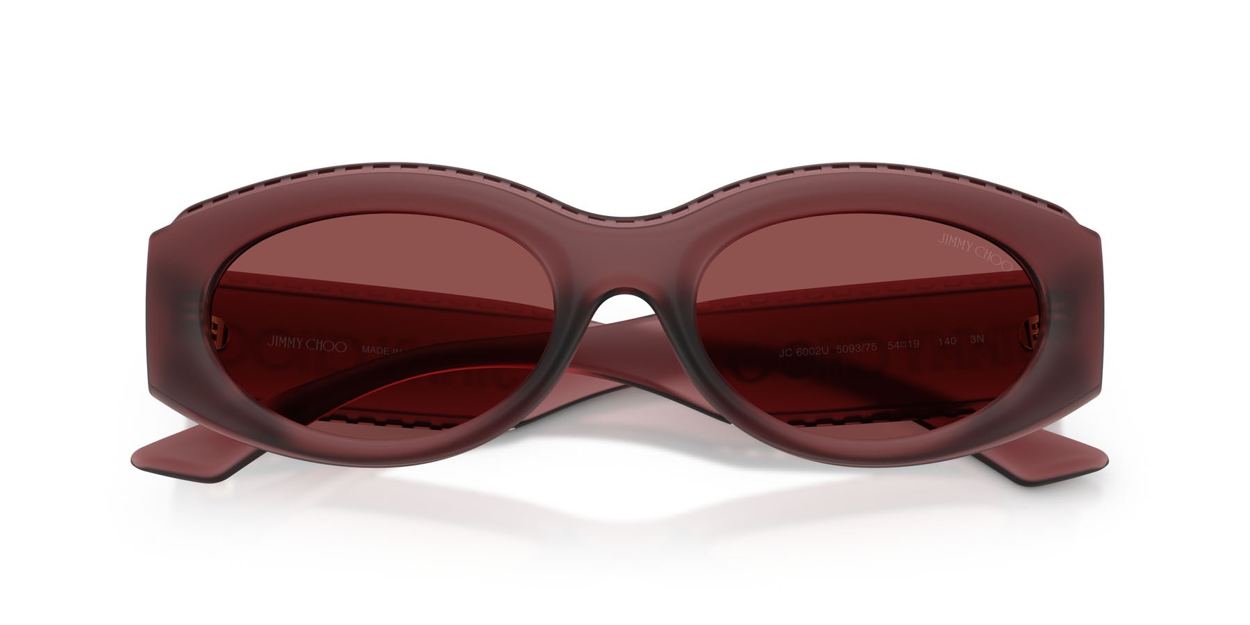 Occhiali da sole Jimmy Choo JC 6002U (509375) colore rosso cranberry trasparente forma ovale lenti violetto scuro