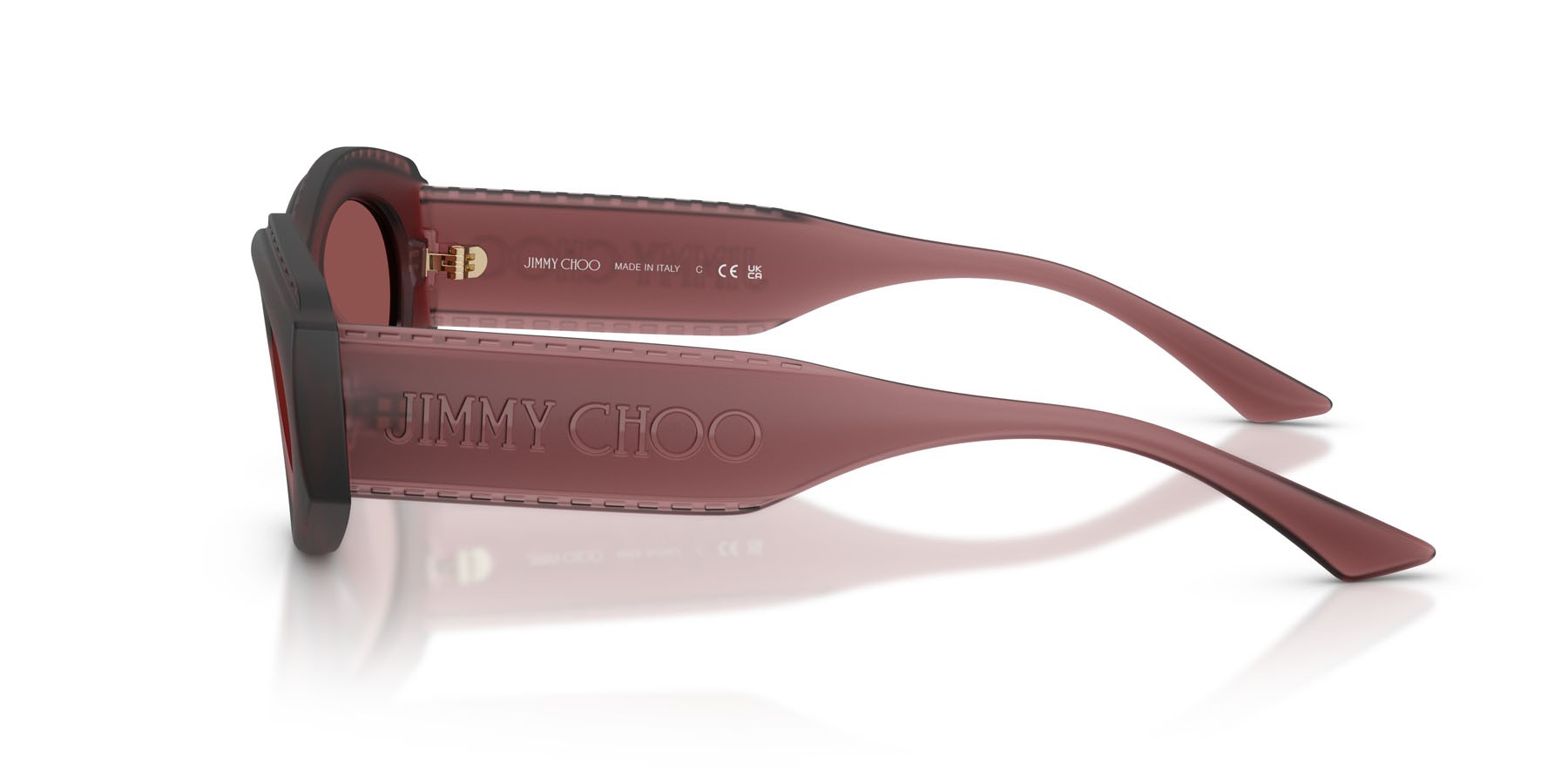 Occhiali da sole Jimmy Choo JC 6002U (509375) colore rosso cranberry trasparente forma ovale lenti violetto scuro