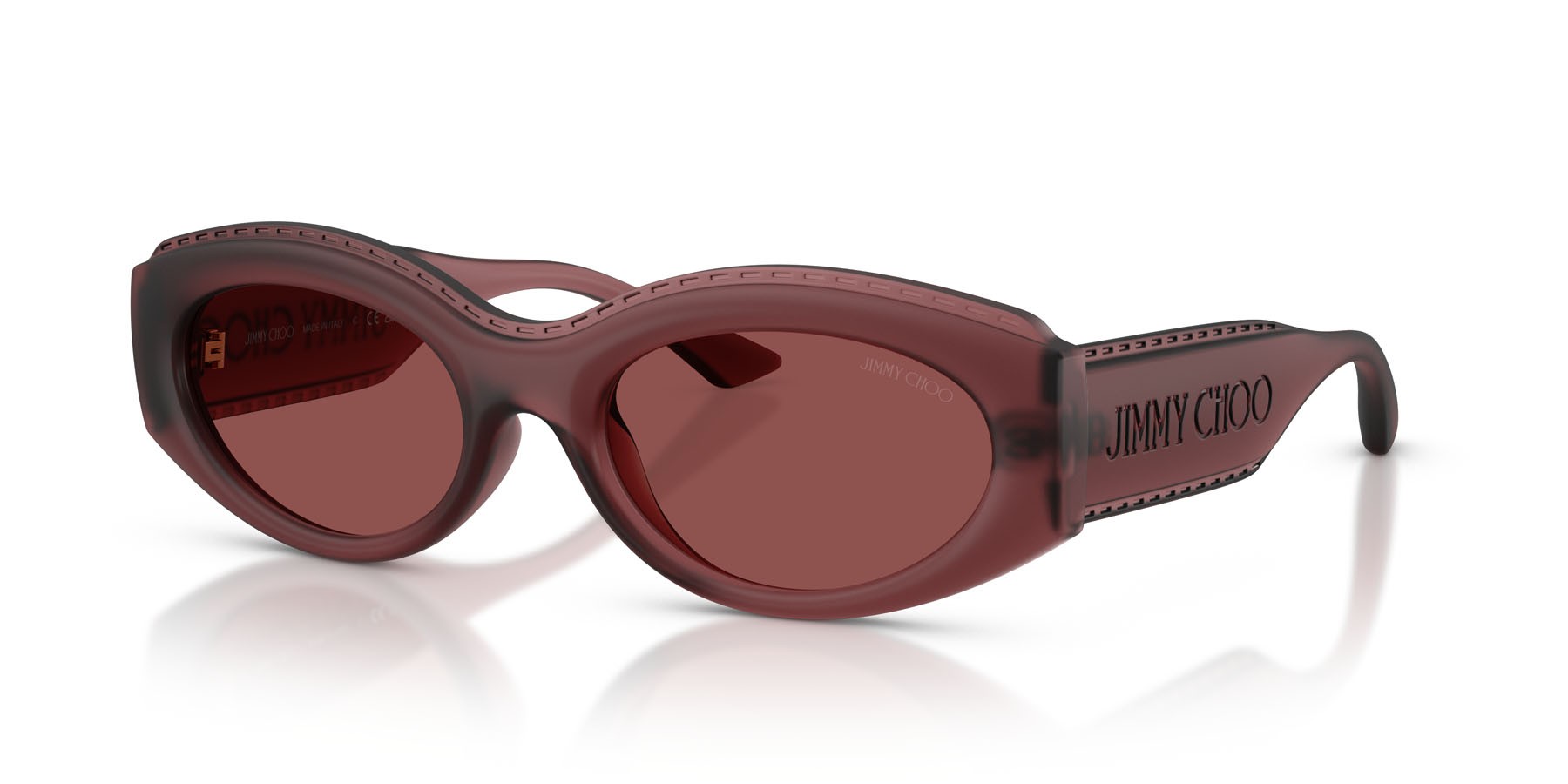 Occhiali da sole Jimmy Choo JC 6002U (509375) colore rosso cranberry trasparente forma ovale lenti violetto scuro