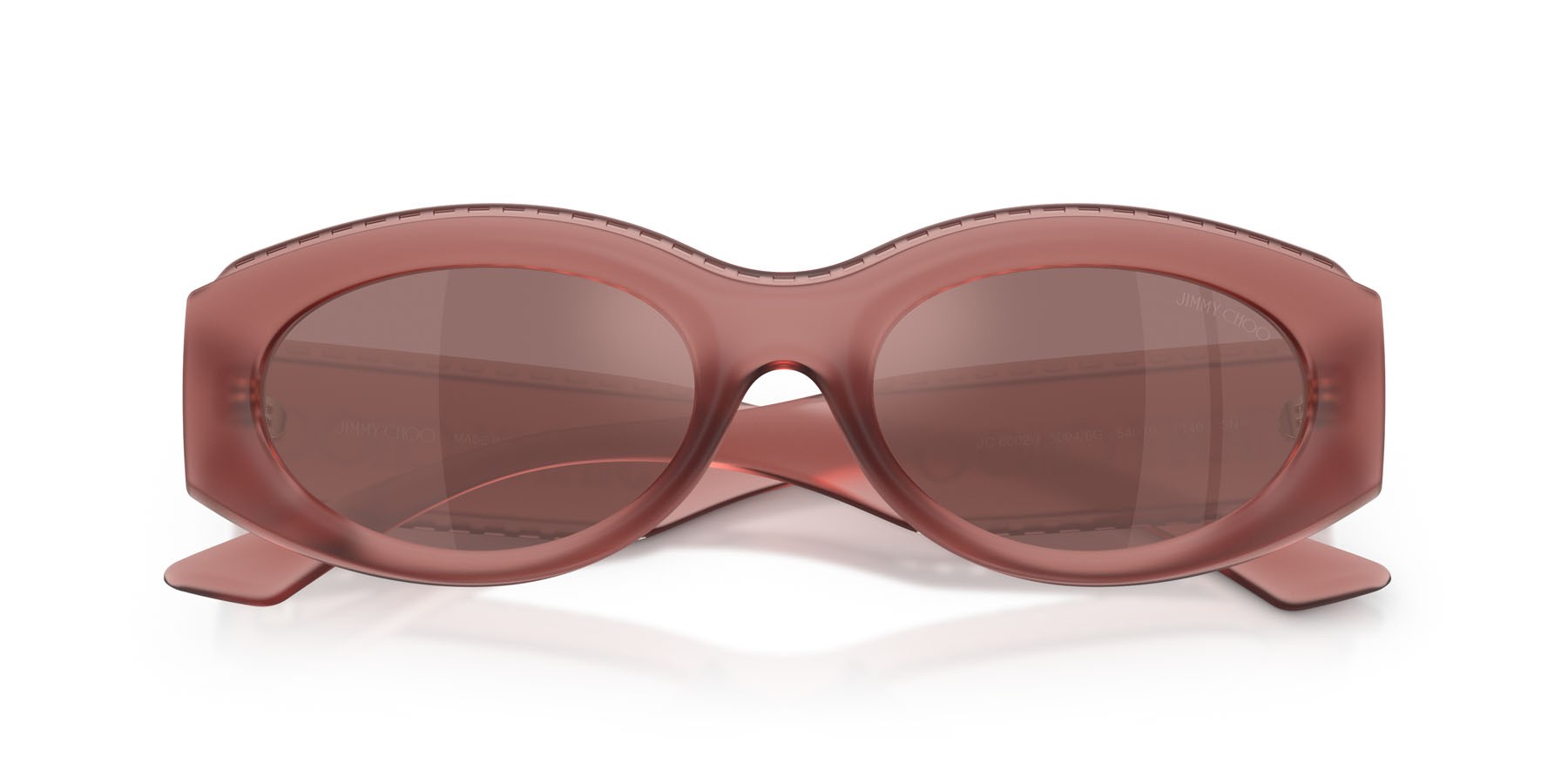 Occhiali da sole Jimmy Choo JC 6002U (50946G) colore rosa opaco trasparente forma ovale lenti marrone specchiata interno argento