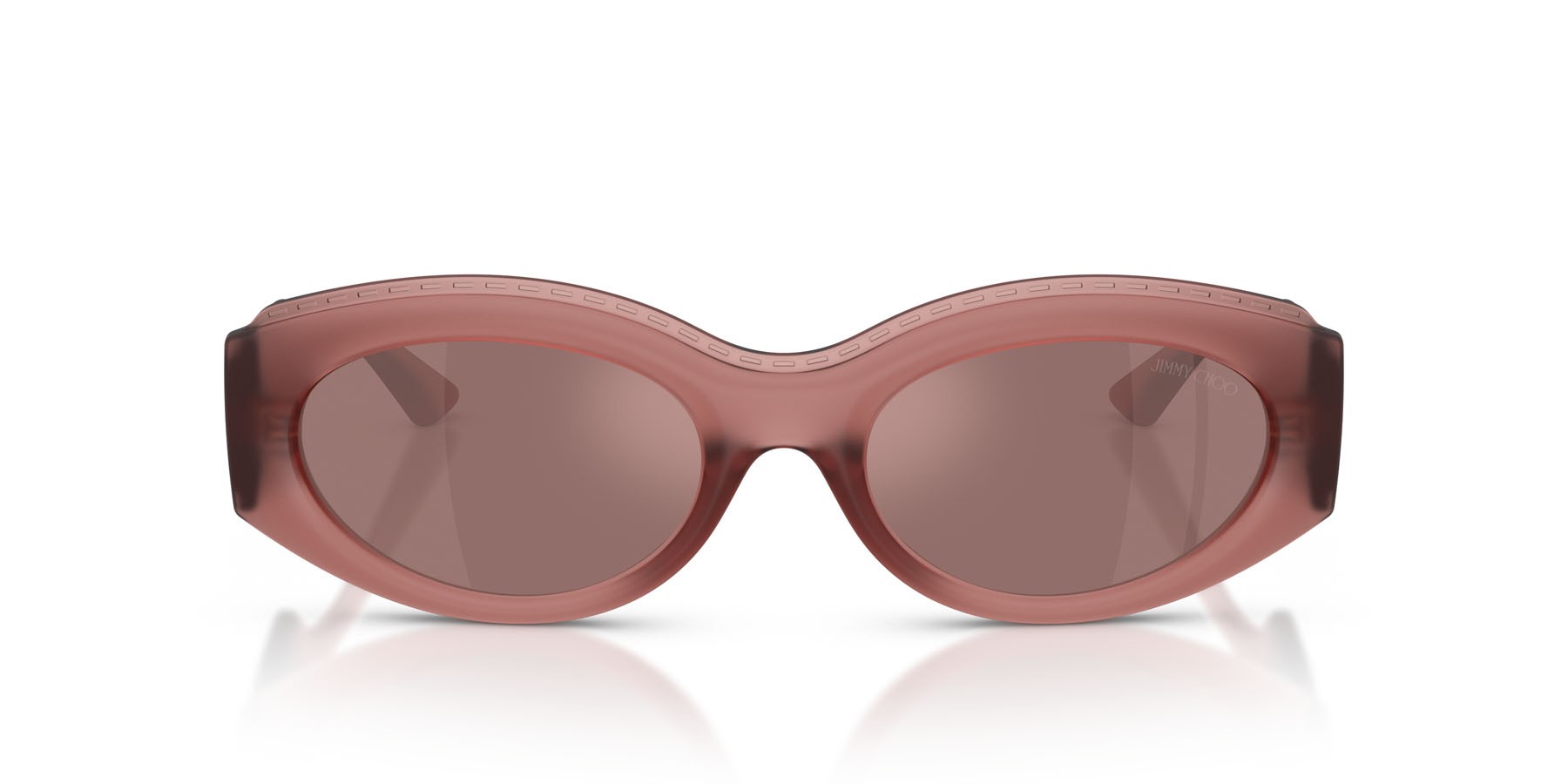 Occhiali da sole Jimmy Choo JC 6002U (50946G) colore rosa opaco trasparente forma ovale lenti marrone specchiata interno argento