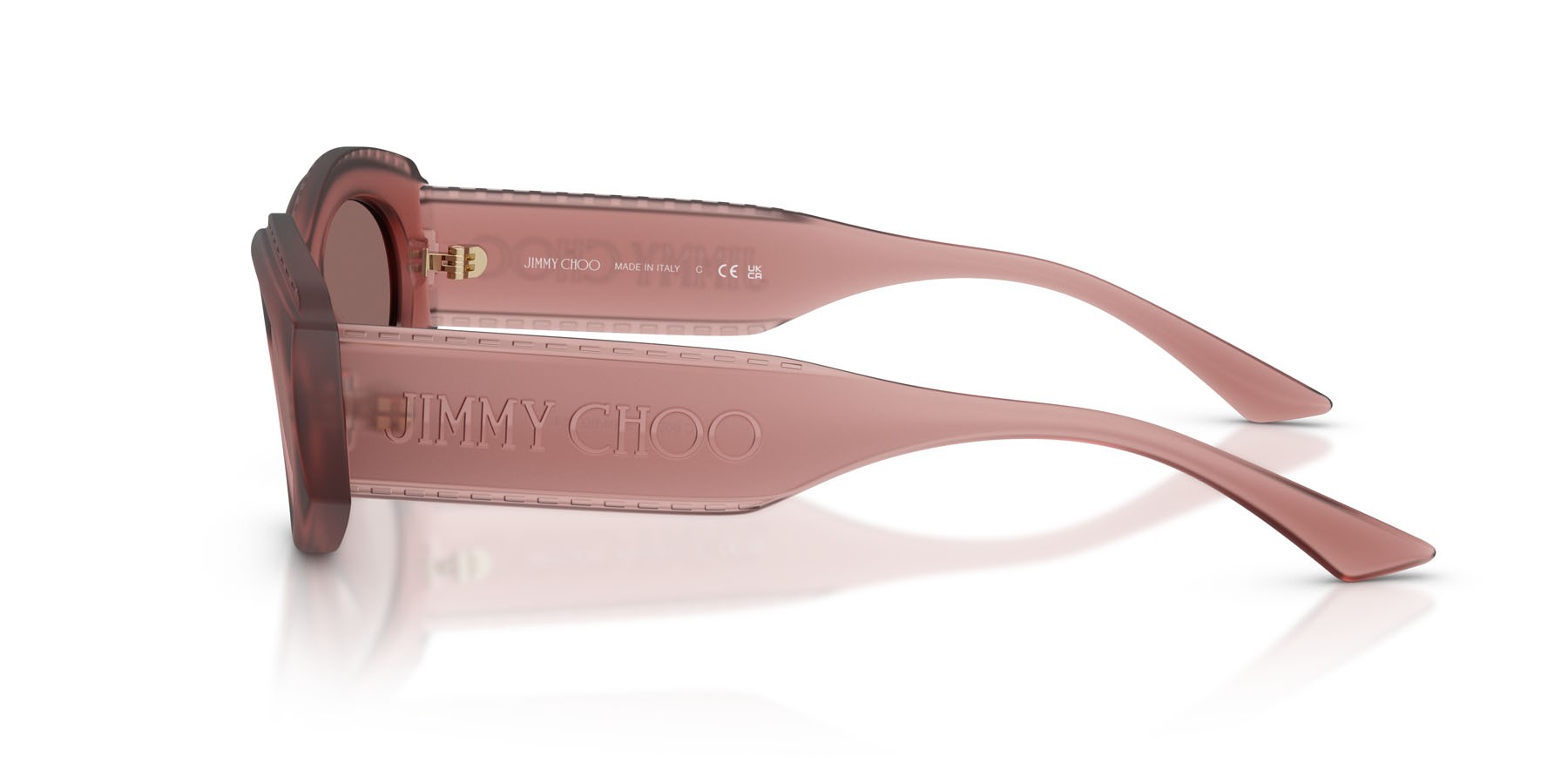 Occhiali da sole Jimmy Choo JC 6002U (50946G) colore rosa opaco trasparente forma ovale lenti marrone specchiata interno argento