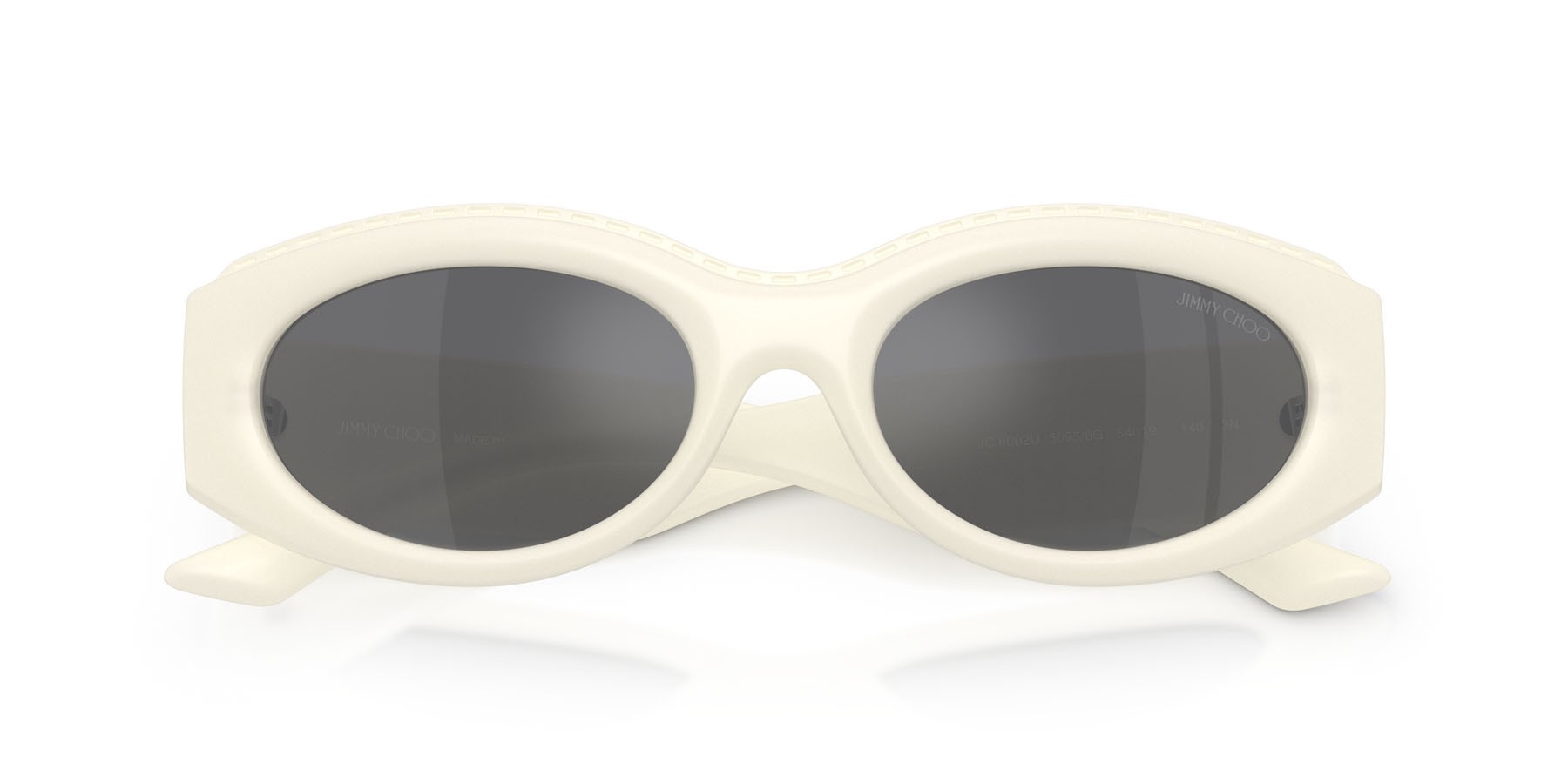 Occhiali da sole Jimmy Choo JC 6002U (50956G) colore opale latte forma ovale lenti grigio argento specchiato