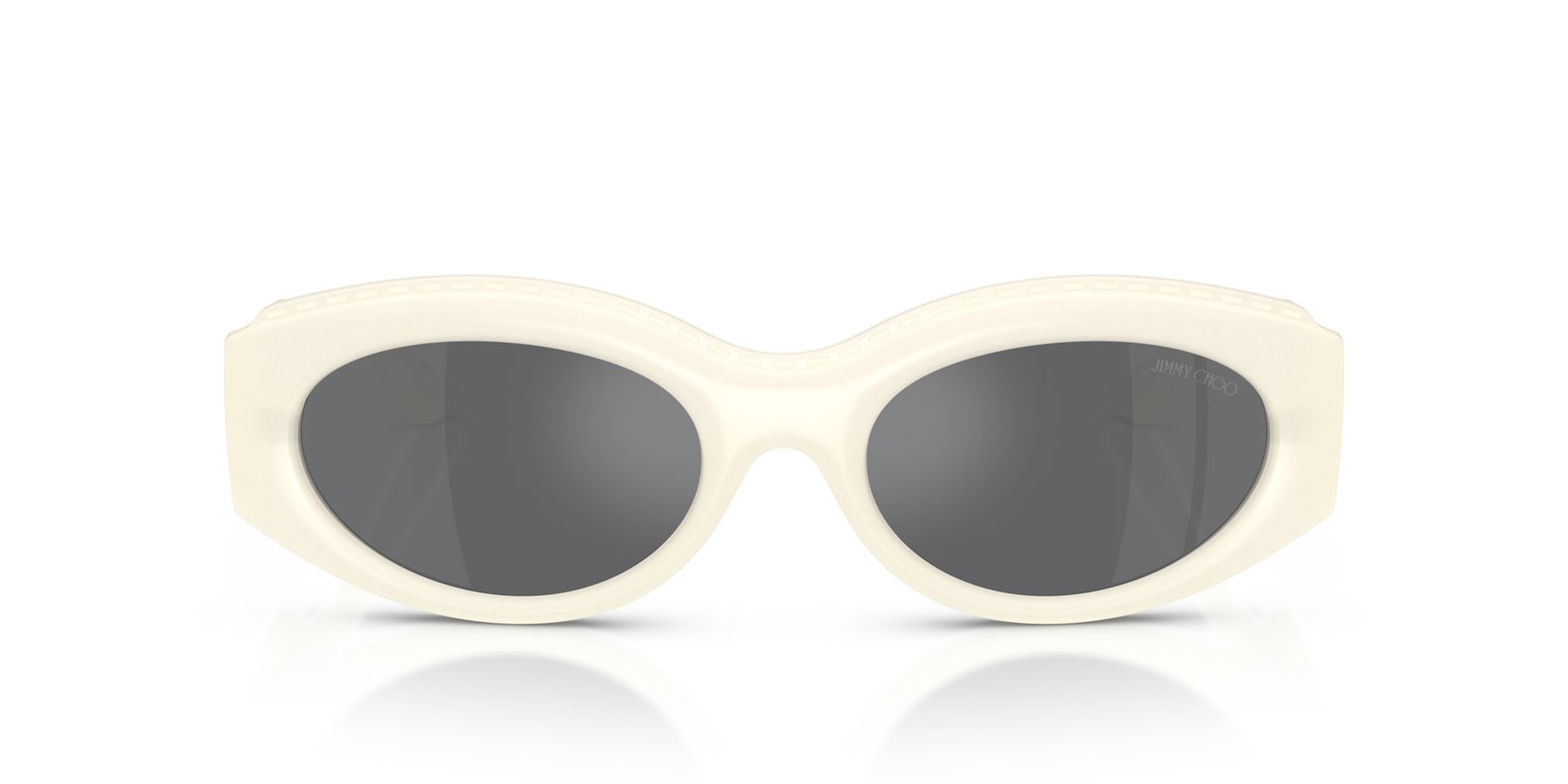 Occhiali da sole Jimmy Choo JC 6002U (50956G) colore opale latte forma ovale lenti grigio argento specchiato