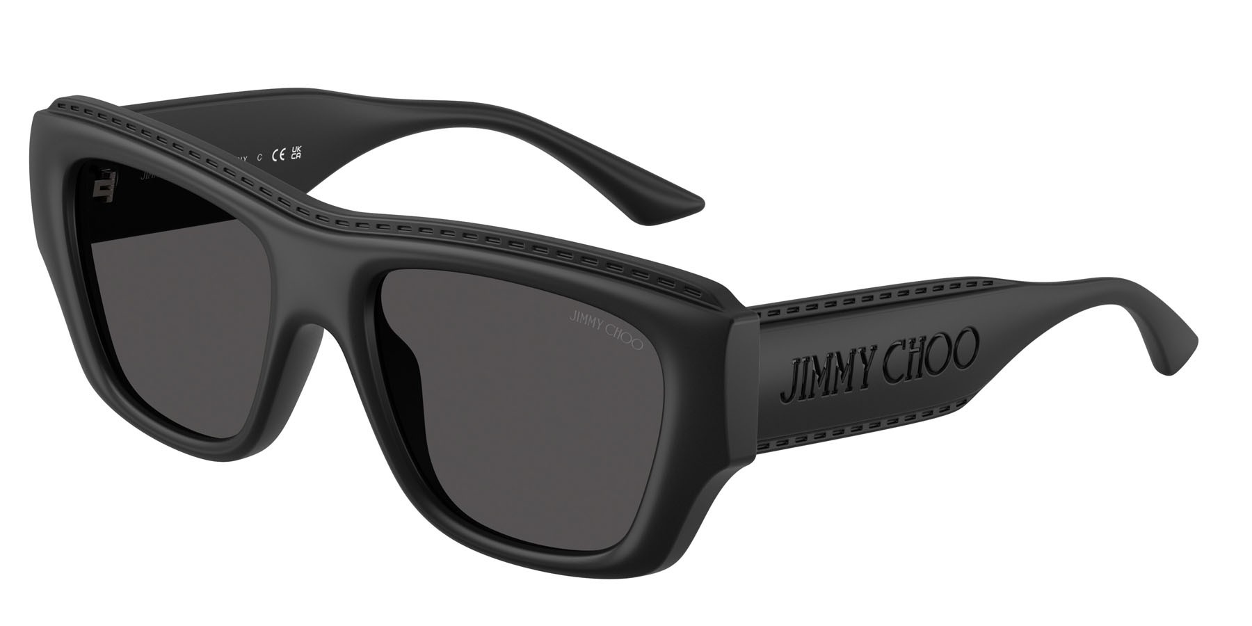 Occhiali da sole Jimmy Choo JC 6003U (500187) colore nero opaco forma rettangolare lenti grigio scuro