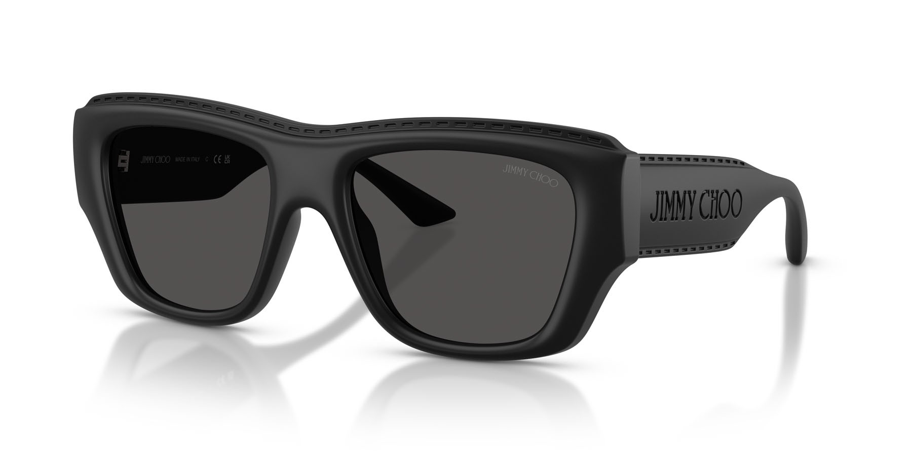 Occhiali da sole Jimmy Choo JC 6003U (500187) colore nero opaco forma rettangolare lenti grigio scuro