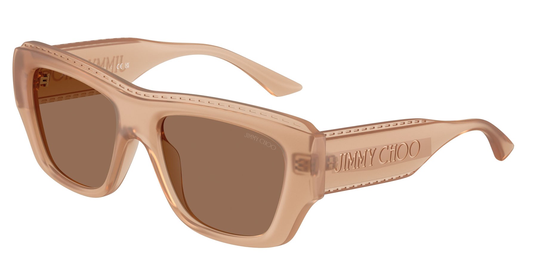 Sunglasses Jimmy Choo JC 6003U (509173) color tan trasparente shape rectangle lenses marrone scuro