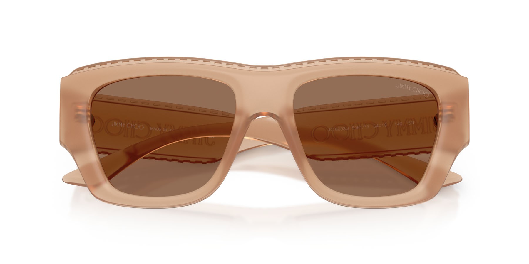 Sunglasses Jimmy Choo JC 6003U (509173) color tan trasparente shape rectangle lenses marrone scuro