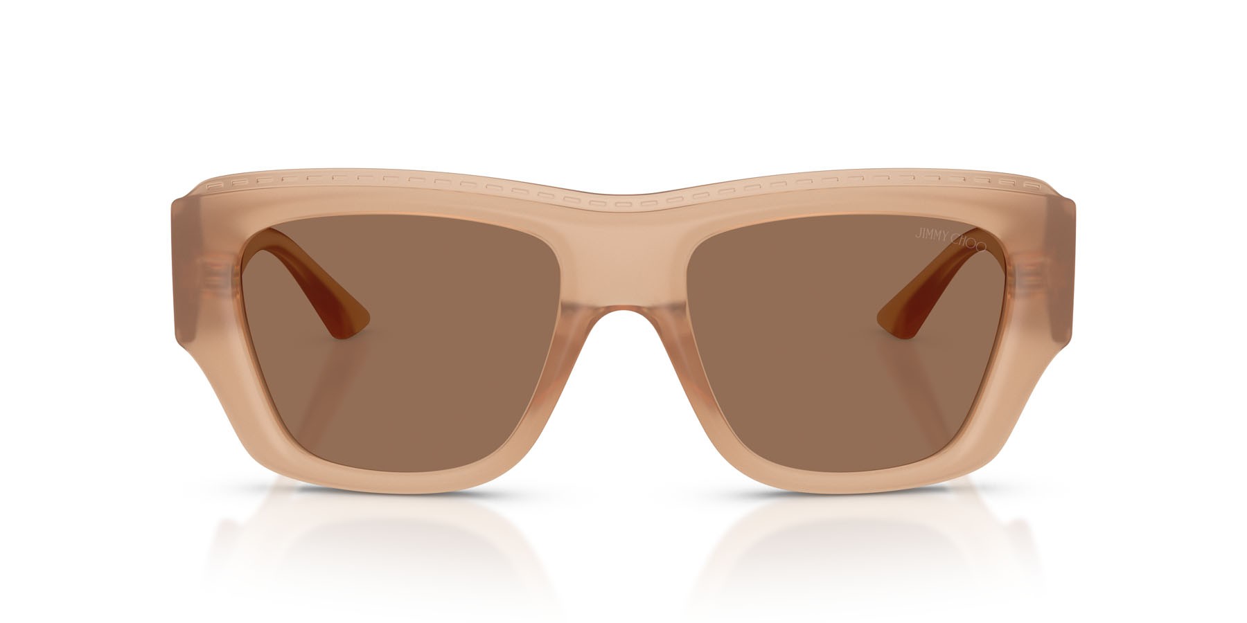 Sunglasses Jimmy Choo JC 6003U (509173) color tan trasparente shape rectangle lenses marrone scuro
