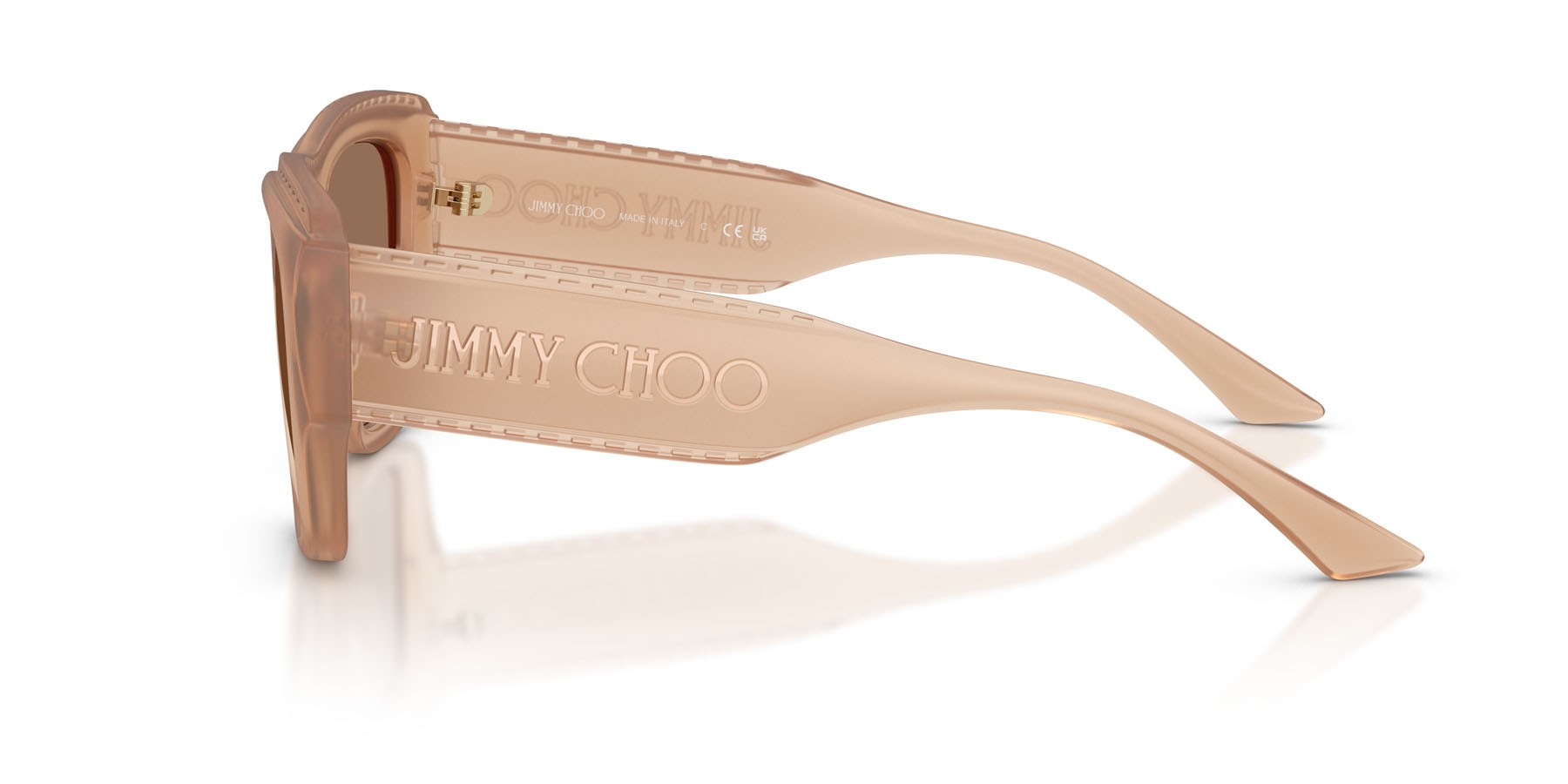 Sunglasses Jimmy Choo JC 6003U (509173) color tan trasparente shape rectangle lenses marrone scuro
