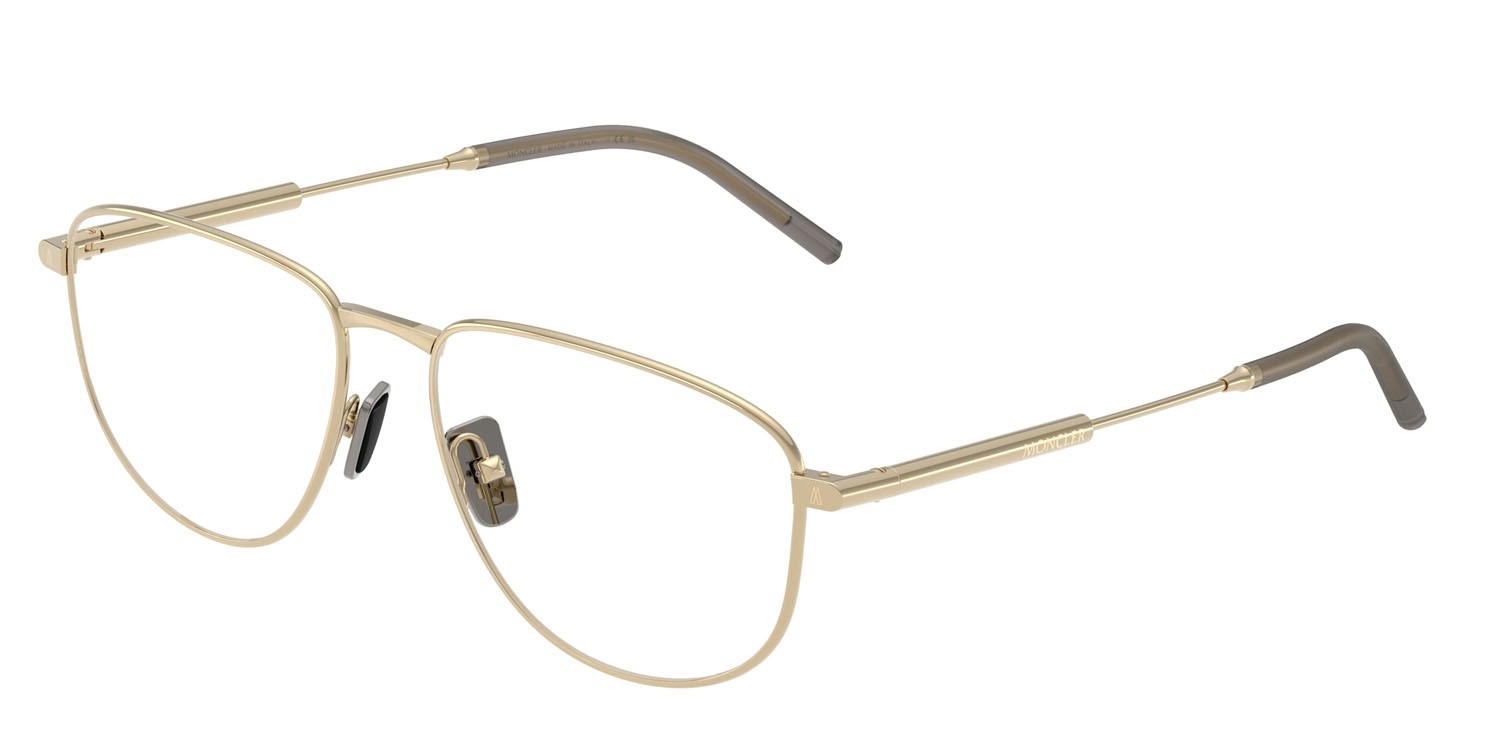 Eyeglasses Moncler ME 1005 (1007) color oro pallido lucido shape oval lenses lente demo