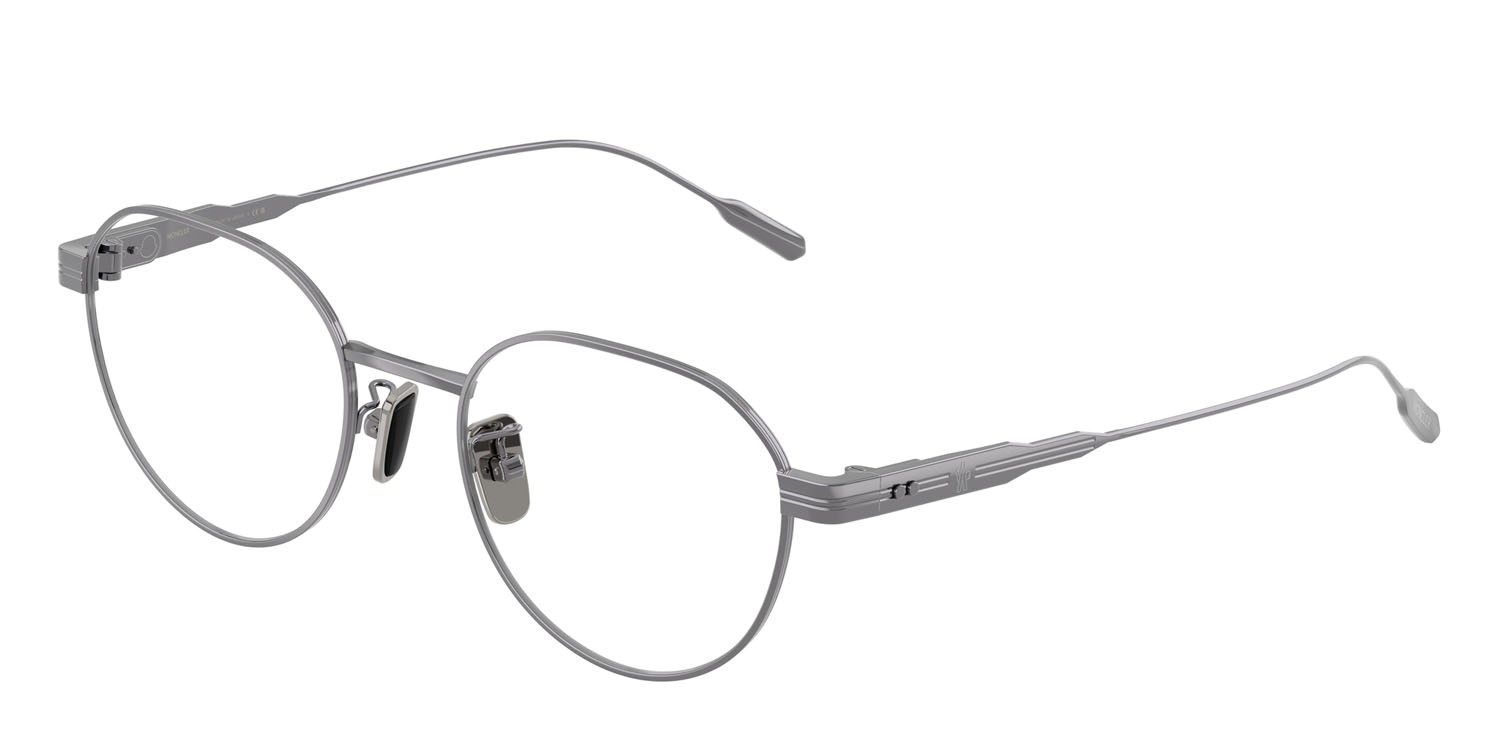 Eyeglasses Moncler ME 1007TD (1005) color gunmetal brillante shape round lenses lente demo