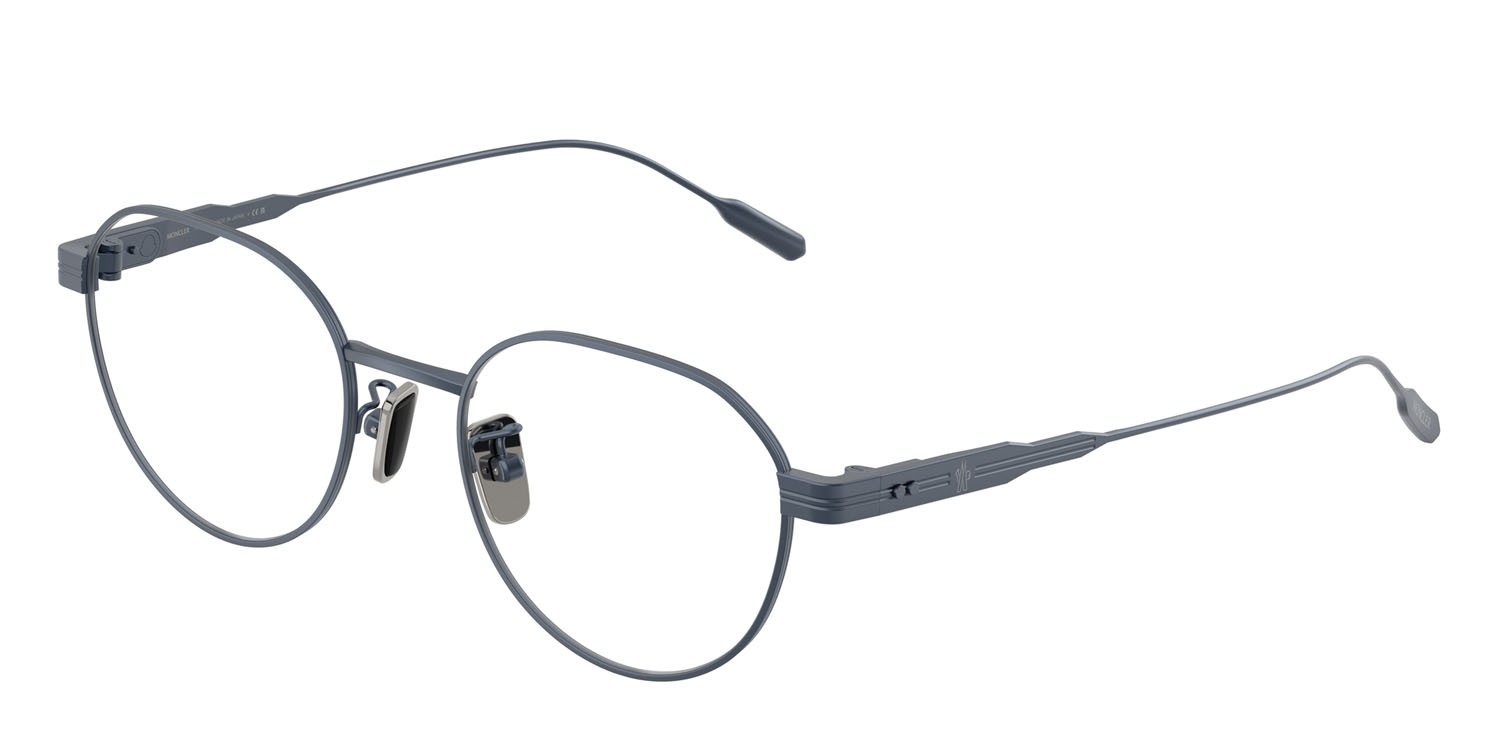 Eyeglasses Moncler ME 1007TD (1017) color blu scuro opaco shape round lenses lente demo