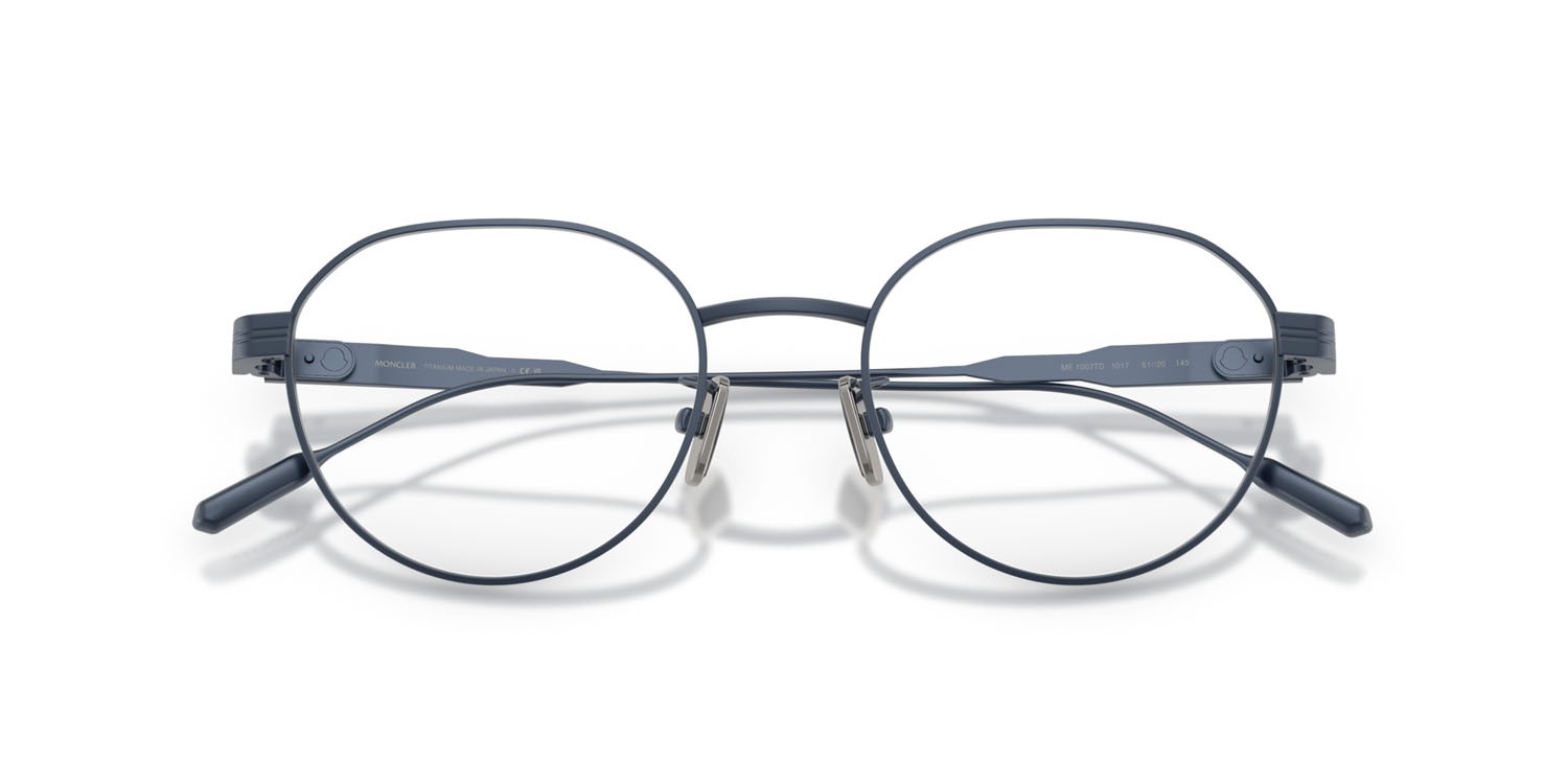 Eyeglasses Moncler ME 1007TD (1017) color blu scuro opaco shape round lenses lente demo