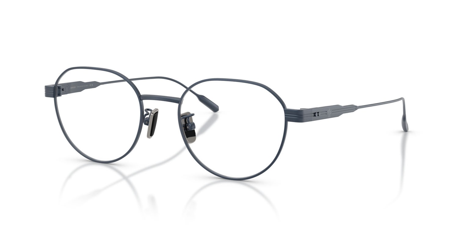 Eyeglasses Moncler ME 1007TD (1017) color blu scuro opaco shape round lenses lente demo