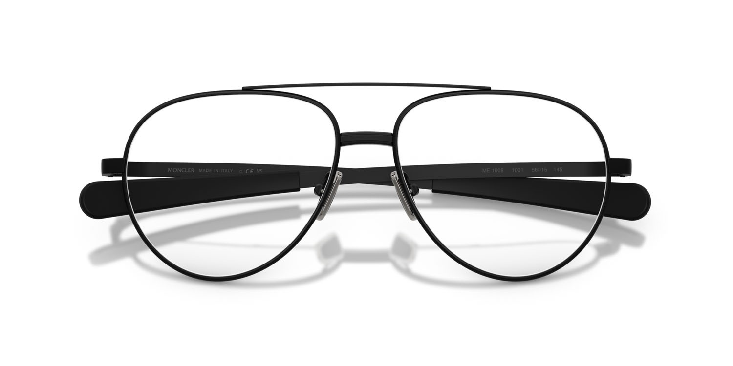 Eyeglasses Moncler ME 1008 (1001) color nero opaco shape aviator lenses lente demo