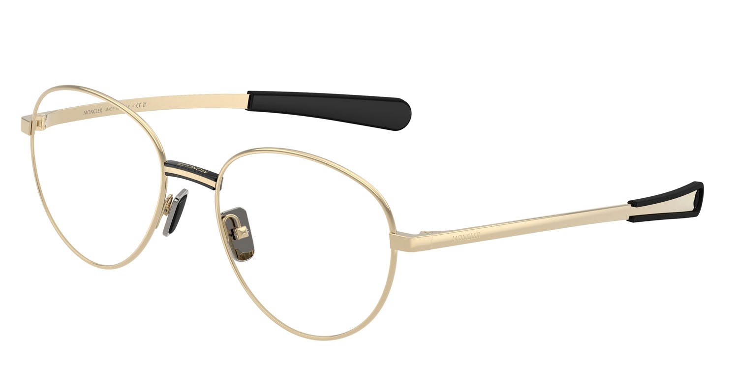 Eyeglasses Moncler ME 1009 (1007) color oro pallido lucido shape round lenses lente demo