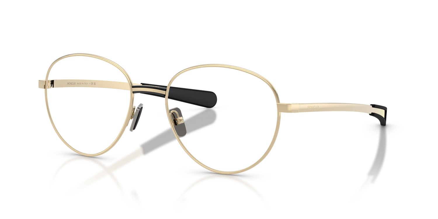 Eyeglasses Moncler ME 1009 (1007) color oro pallido lucido shape round lenses lente demo