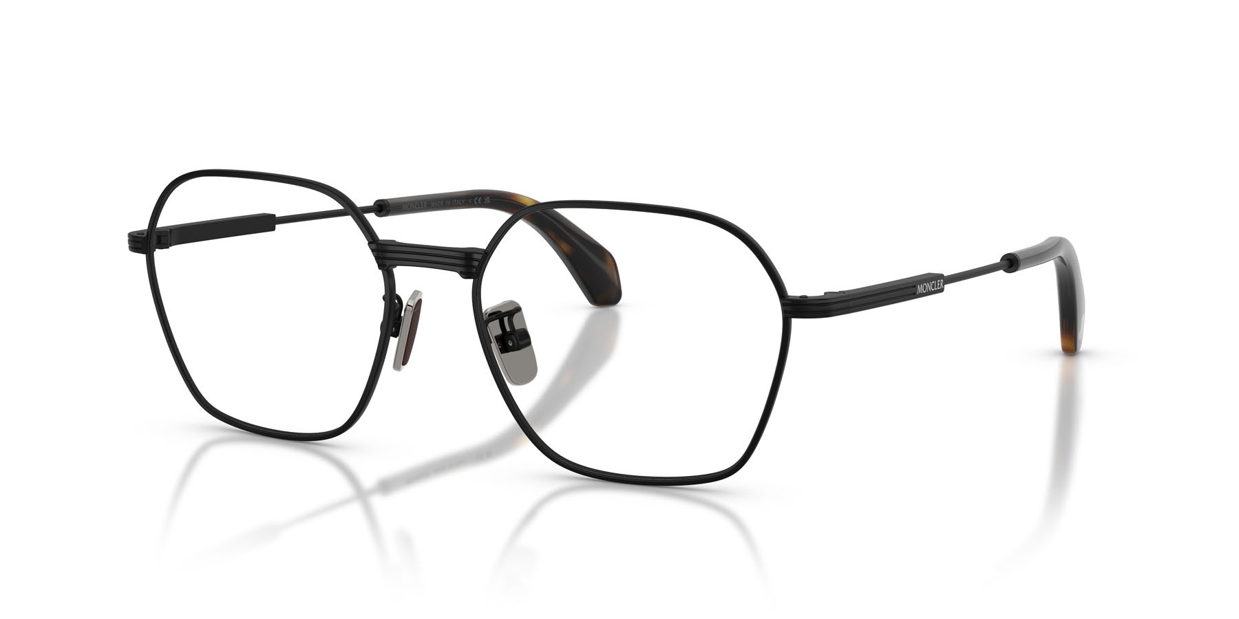 Eyeglasses Moncler ME 1012 (1001) color nero opaco shape irregular lenses lente demo