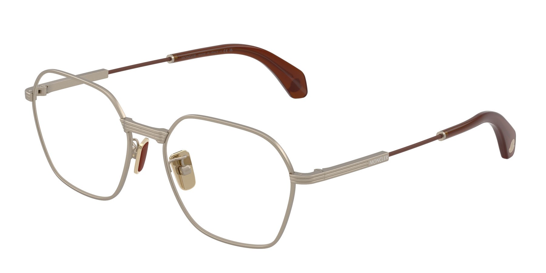 Eyeglasses Moncler ME 1012 (1003) color bronzo opaco shape irregular lenses lente demo