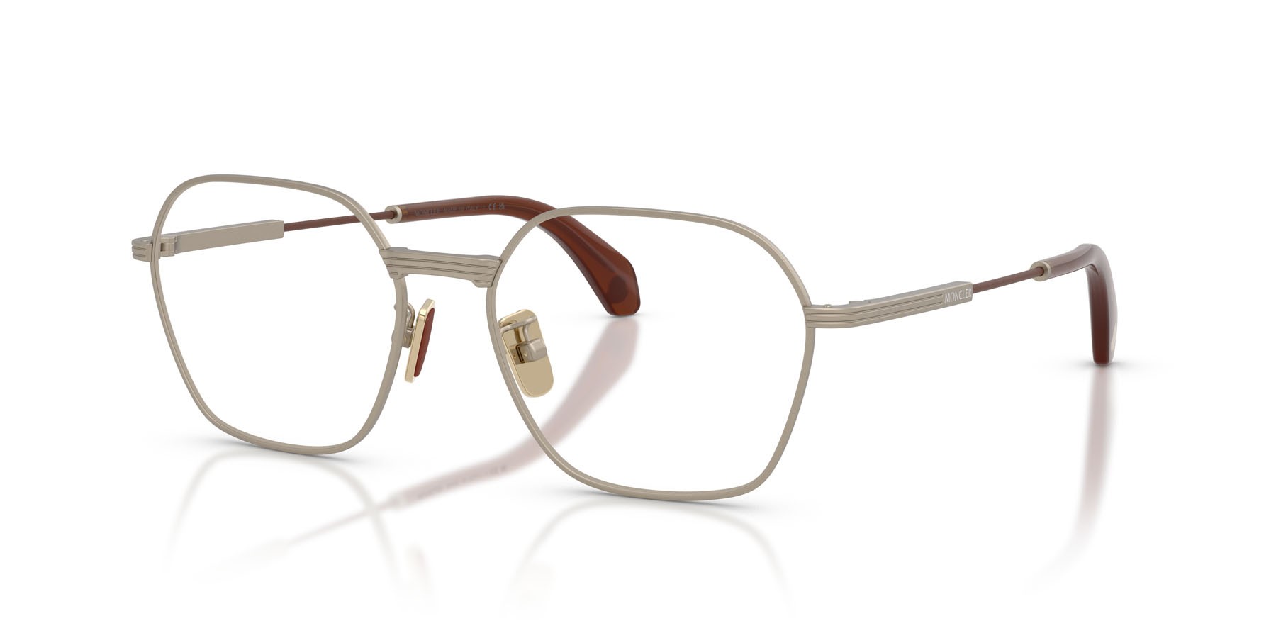 Eyeglasses Moncler ME 1012 (1003) color bronzo opaco shape irregular lenses lente demo
