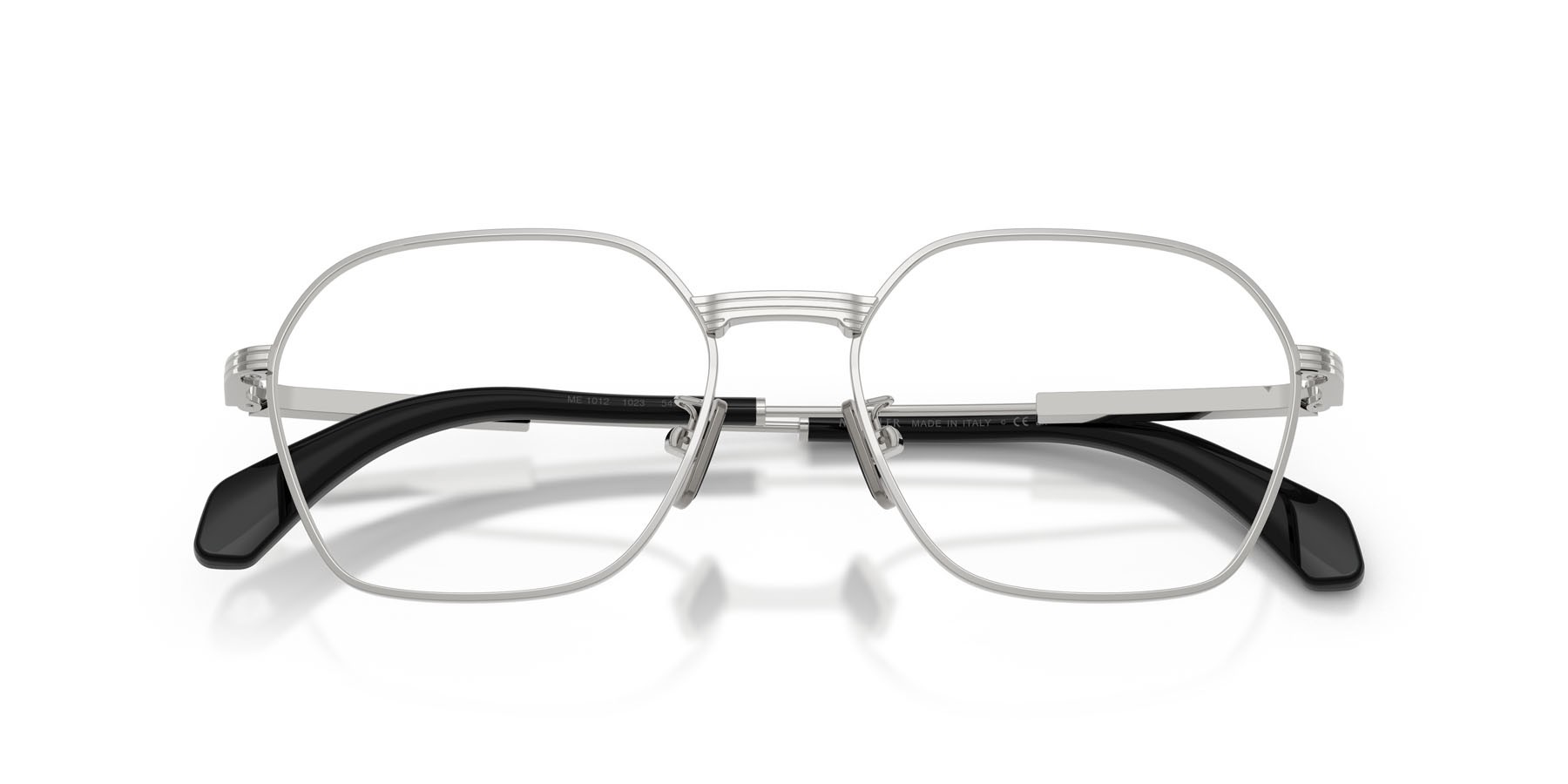 Eyeglasses Moncler ME 1012 (1023) color argento lucido shape irregular lenses lente demo