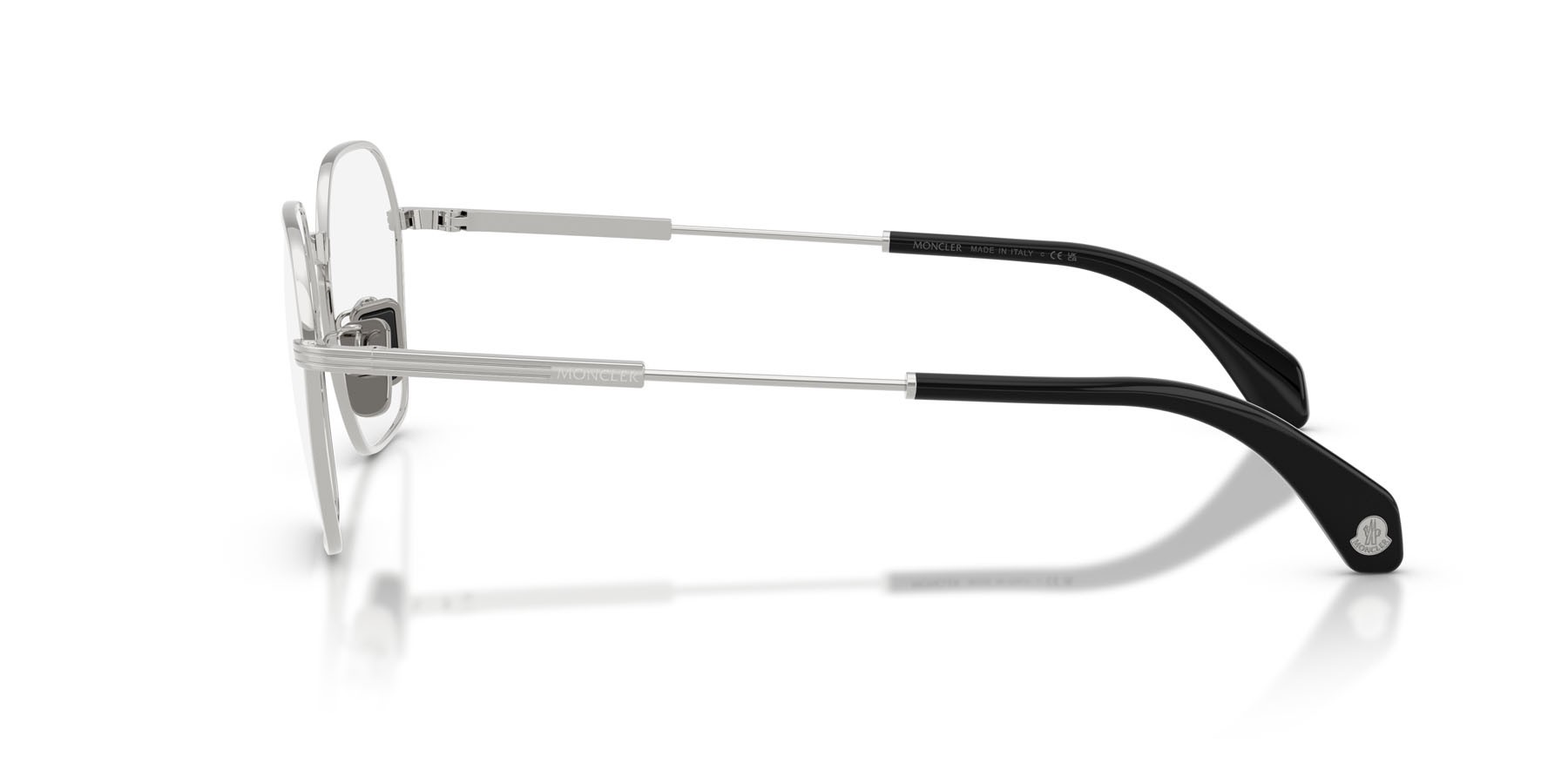 Eyeglasses Moncler ME 1012 (1023) color argento lucido shape irregular lenses lente demo