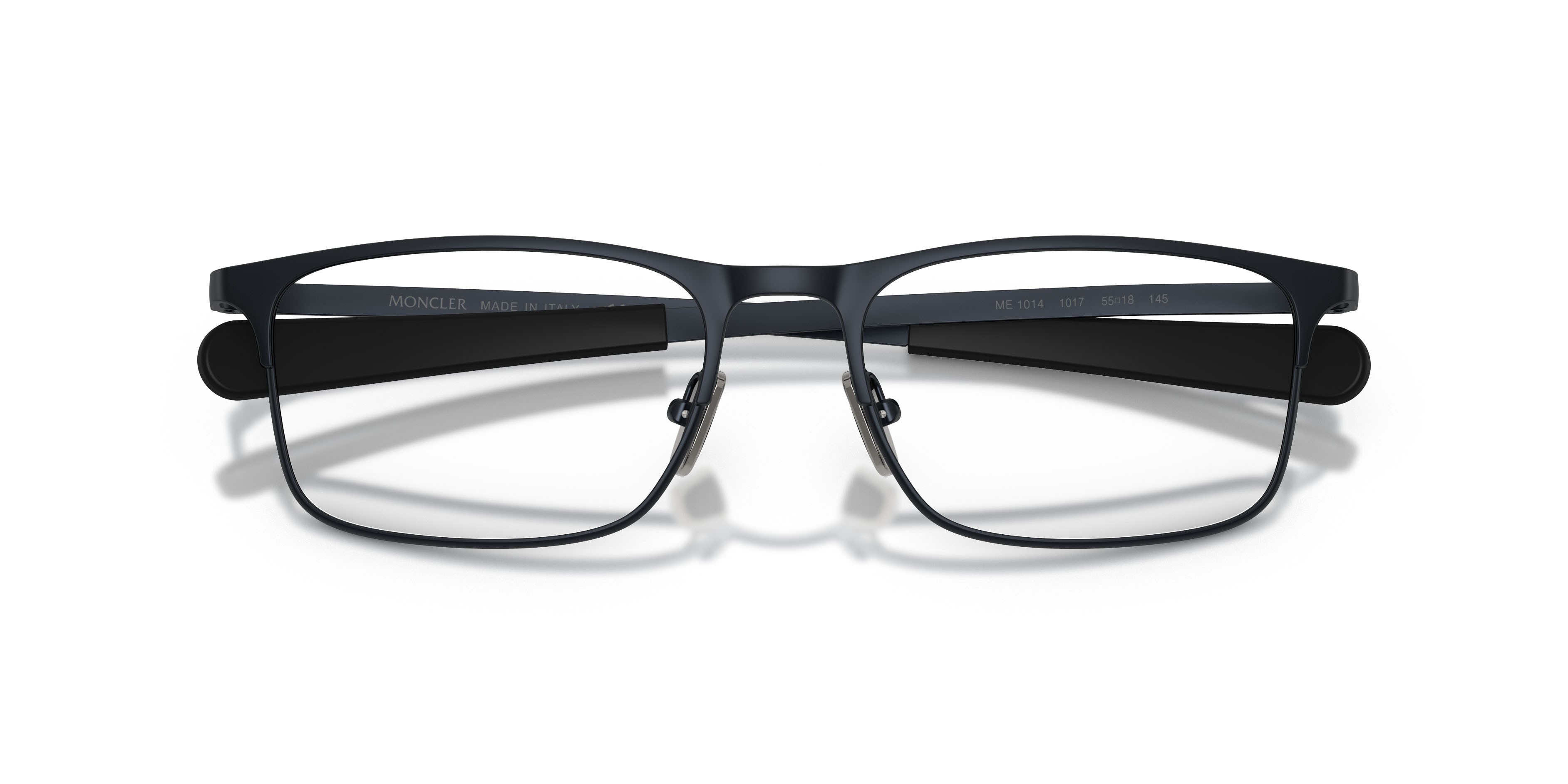 Eyeglasses Moncler ME 1014 (1017) color blu scuro opaco shape rectangle lenses lente demo