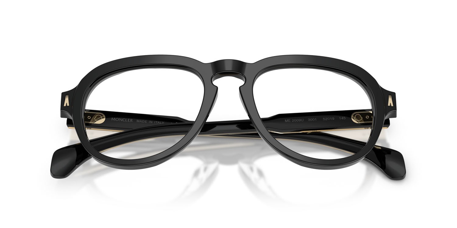 Eyeglasses Moncler ME 2009U (3001) color nero lucido shape aviator lenses lente demo