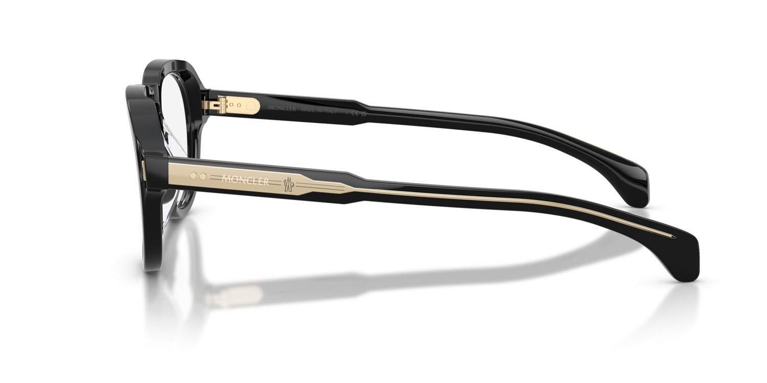 Eyeglasses Moncler ME 2009U (3001) color nero lucido shape aviator lenses lente demo