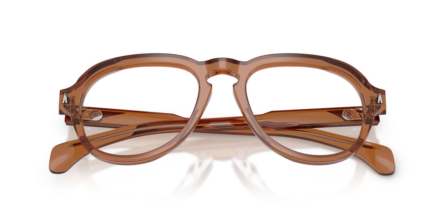 Eyeglasses Moncler ME 2009U (3017) color cognac lucido trasparente shape aviator lenses lente demo