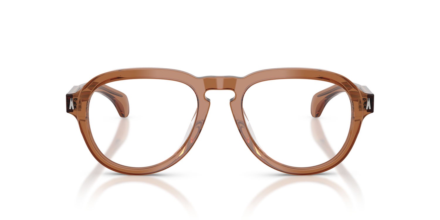 Eyeglasses Moncler ME 2009U (3017) color cognac lucido trasparente shape aviator lenses lente demo