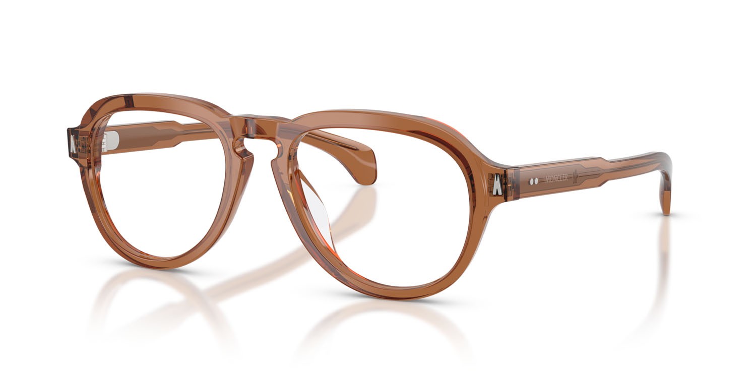 Eyeglasses Moncler ME 2009U (3017) color cognac lucido trasparente shape aviator lenses lente demo