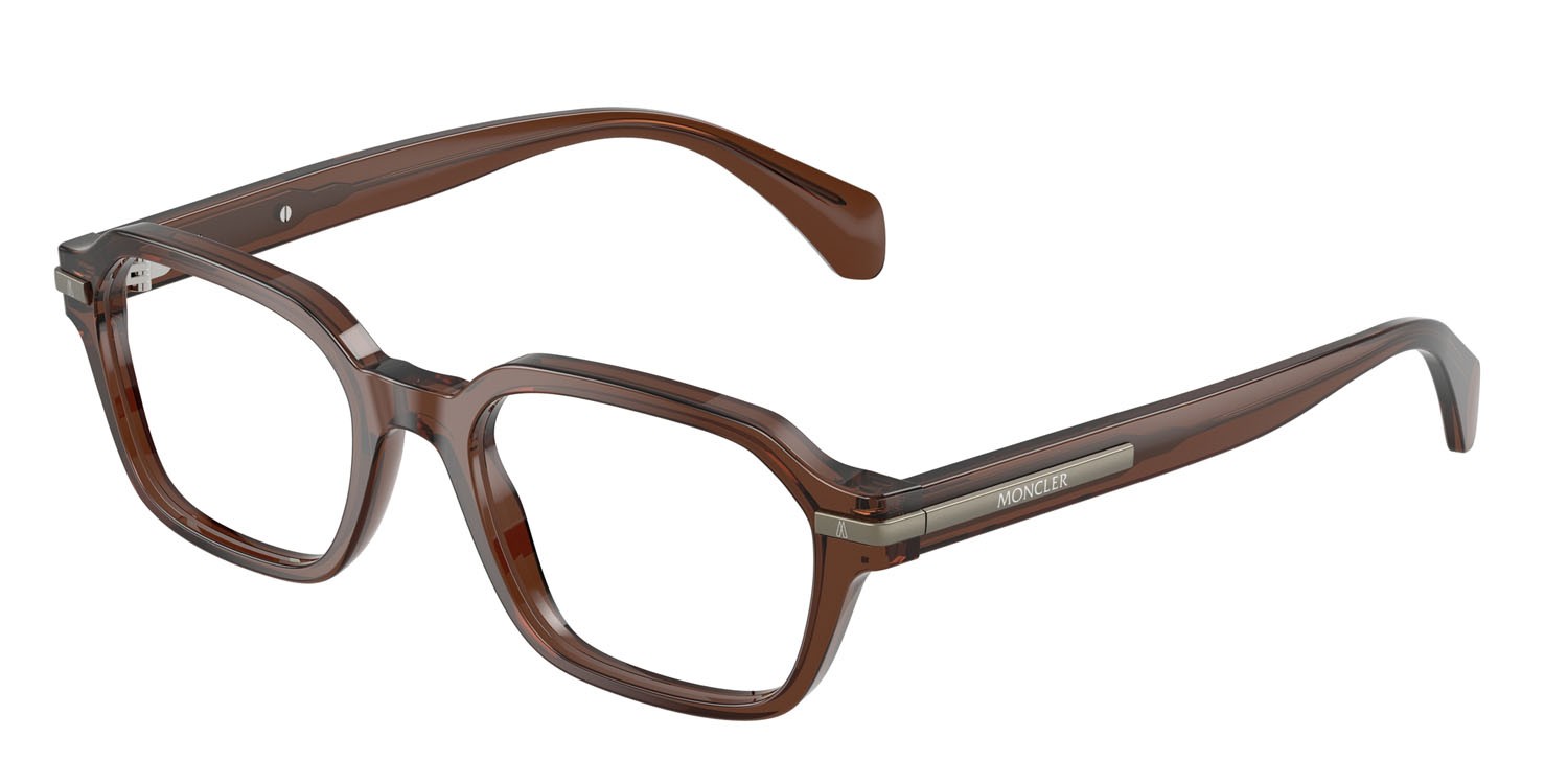 Eyeglasses Moncler ME 2015 (3022) color marrone opalino brillante shape irregular lenses lente demo