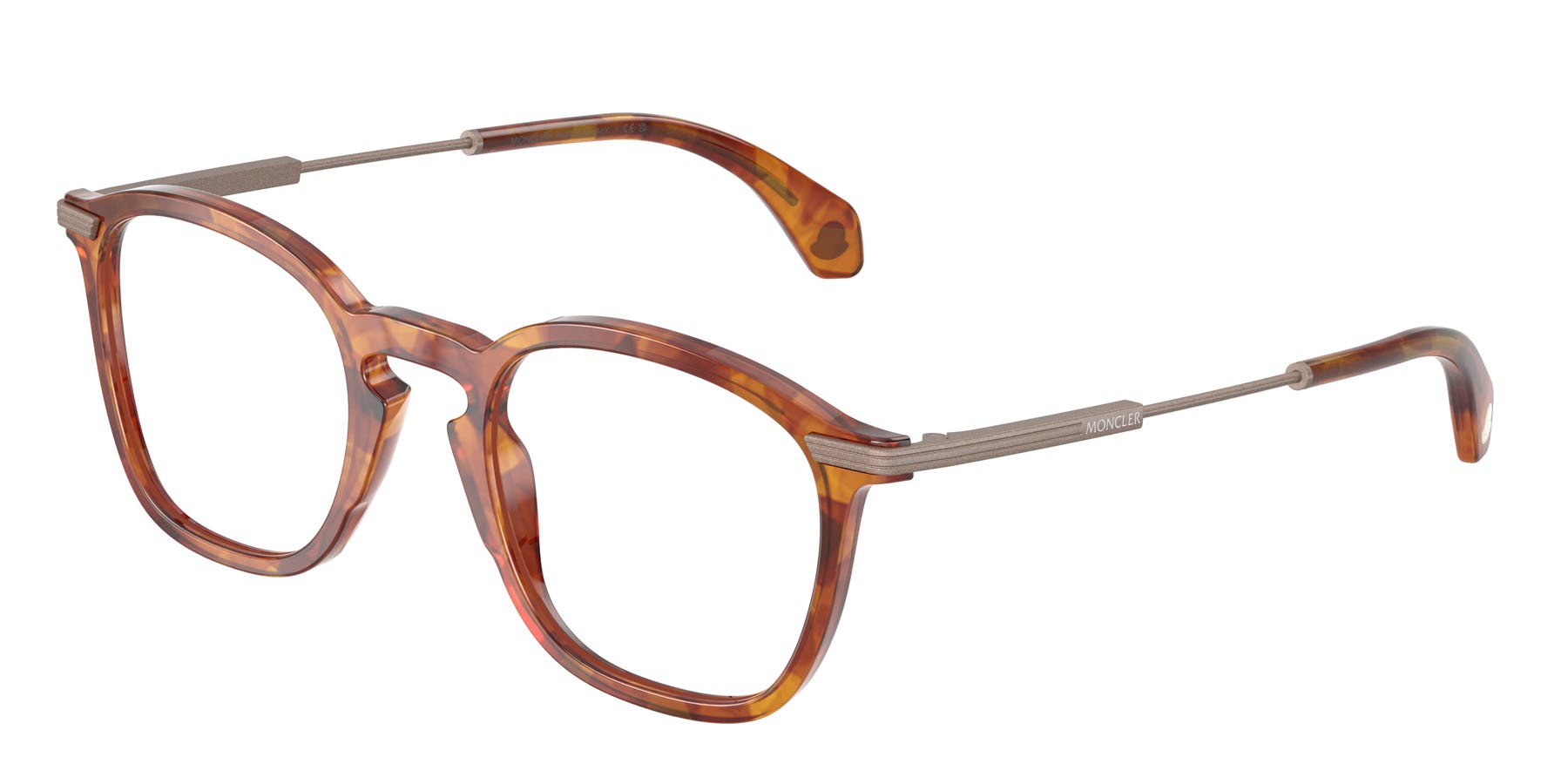 Eyeglasses Moncler ME 2017 (3004) color marrone tartarugato brillante shape irregular lenses lente demo