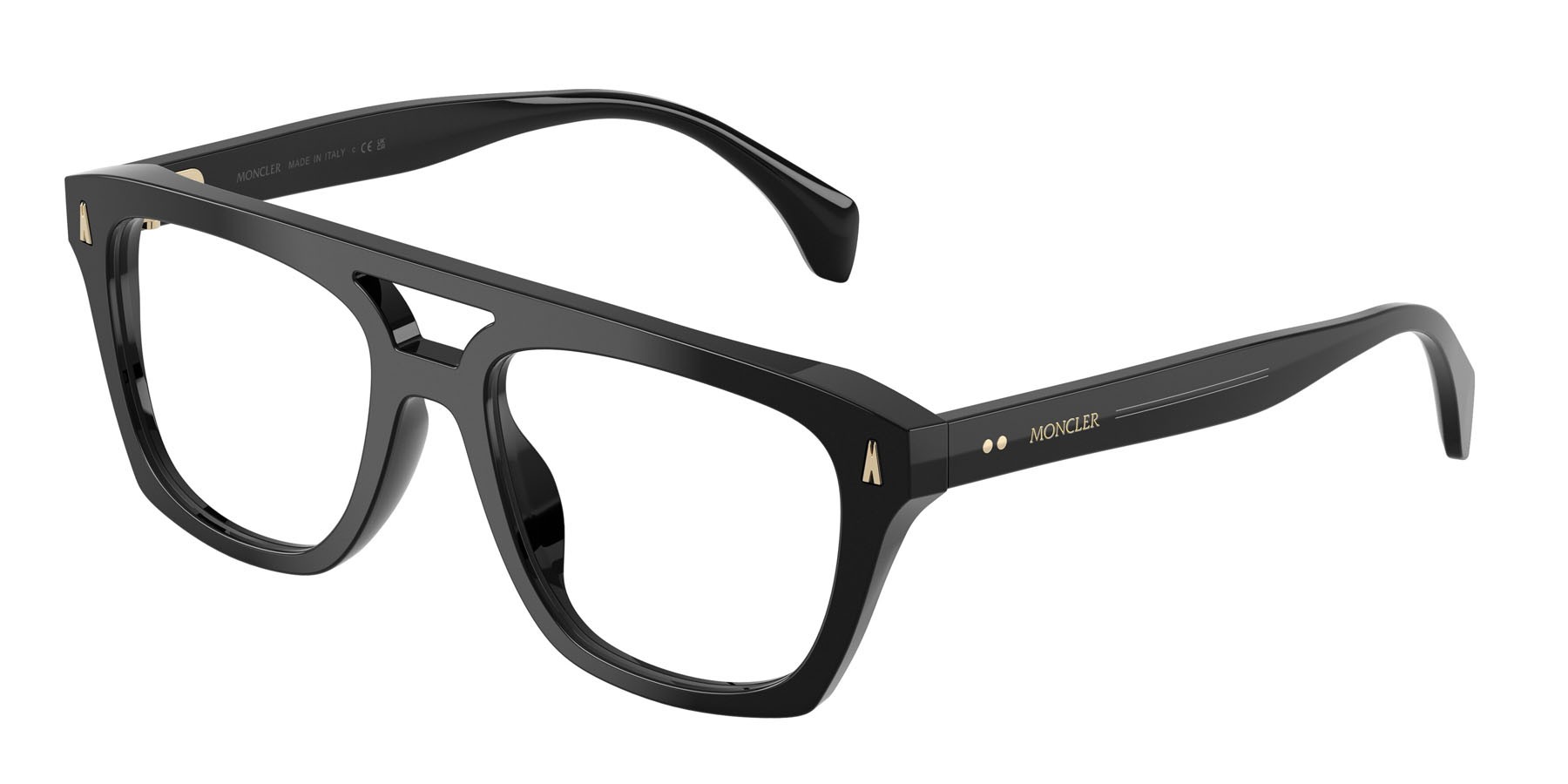 Eyeglasses Moncler ME 2018U (3001) color nero lucido shape rectangle lenses lente demo