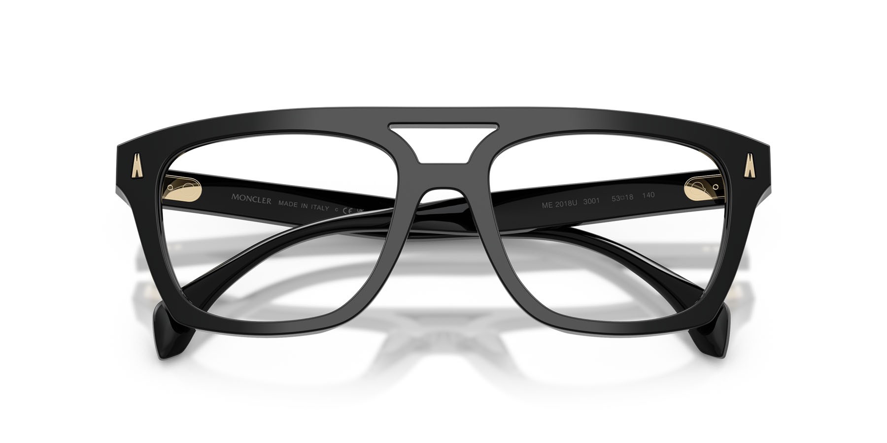 Eyeglasses Moncler ME 2018U (3001) color nero lucido shape rectangle lenses lente demo