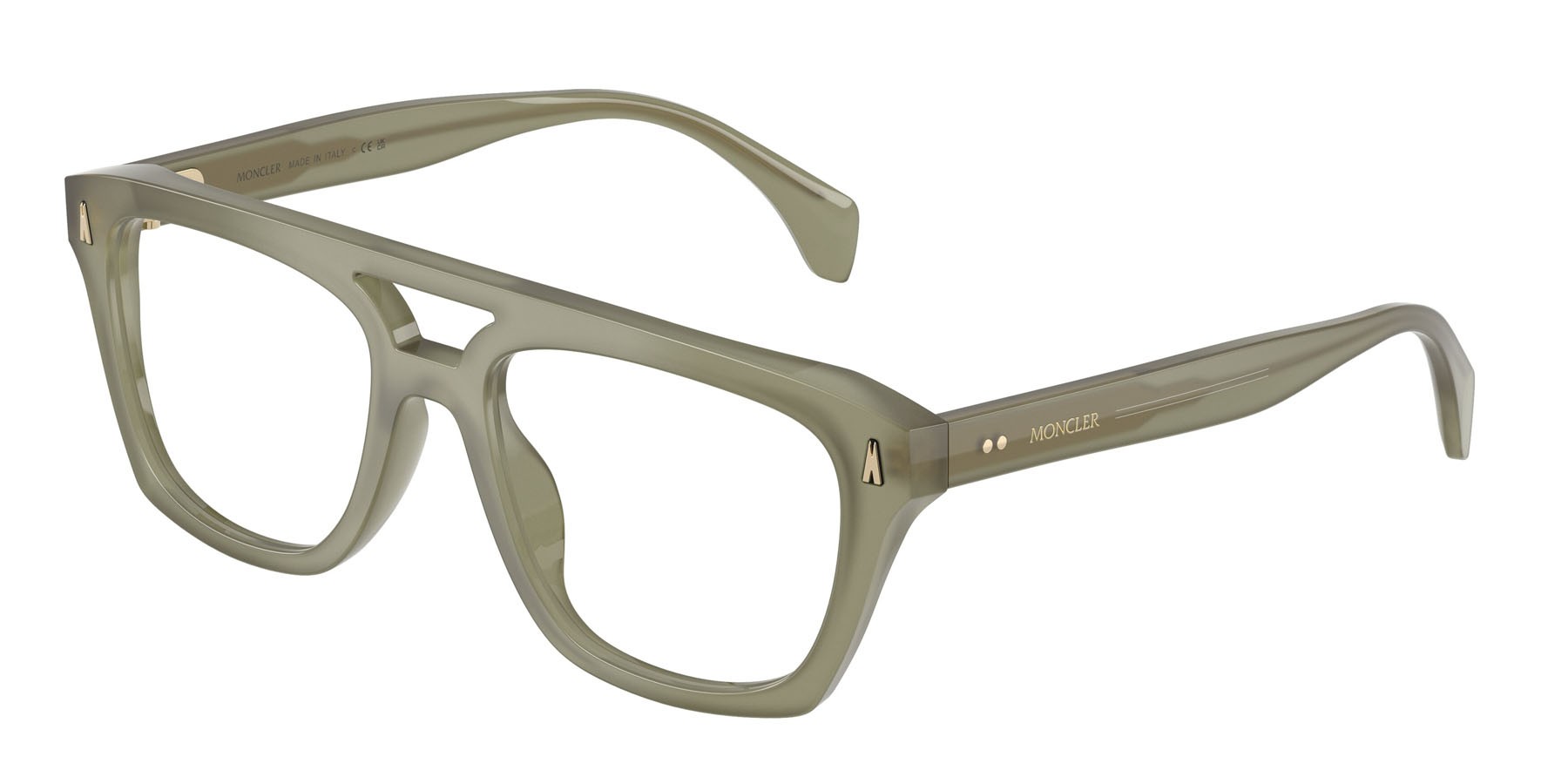 Occhiali da vista Moncler ME 2018U (3024) colore salvia opalino lucido forma rettangolare lenti lente demo