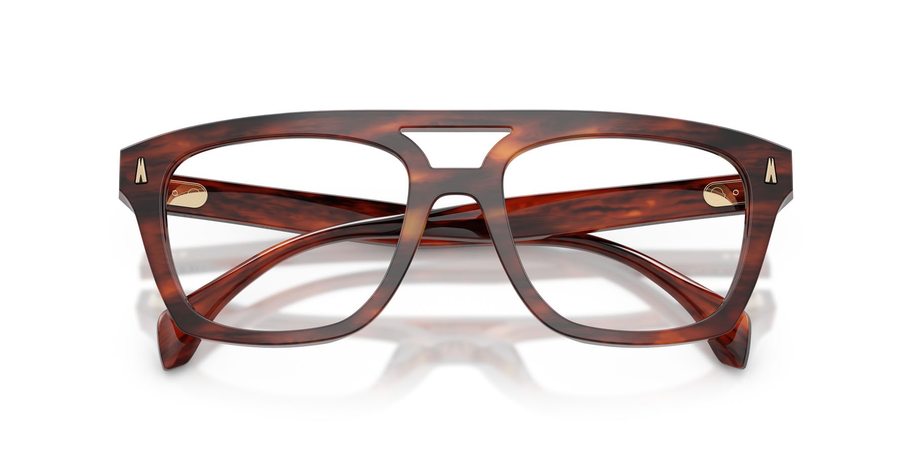 Eyeglasses Moncler ME 2018U (3034) color marrone havana a righe lucido shape rectangle lenses lente demo