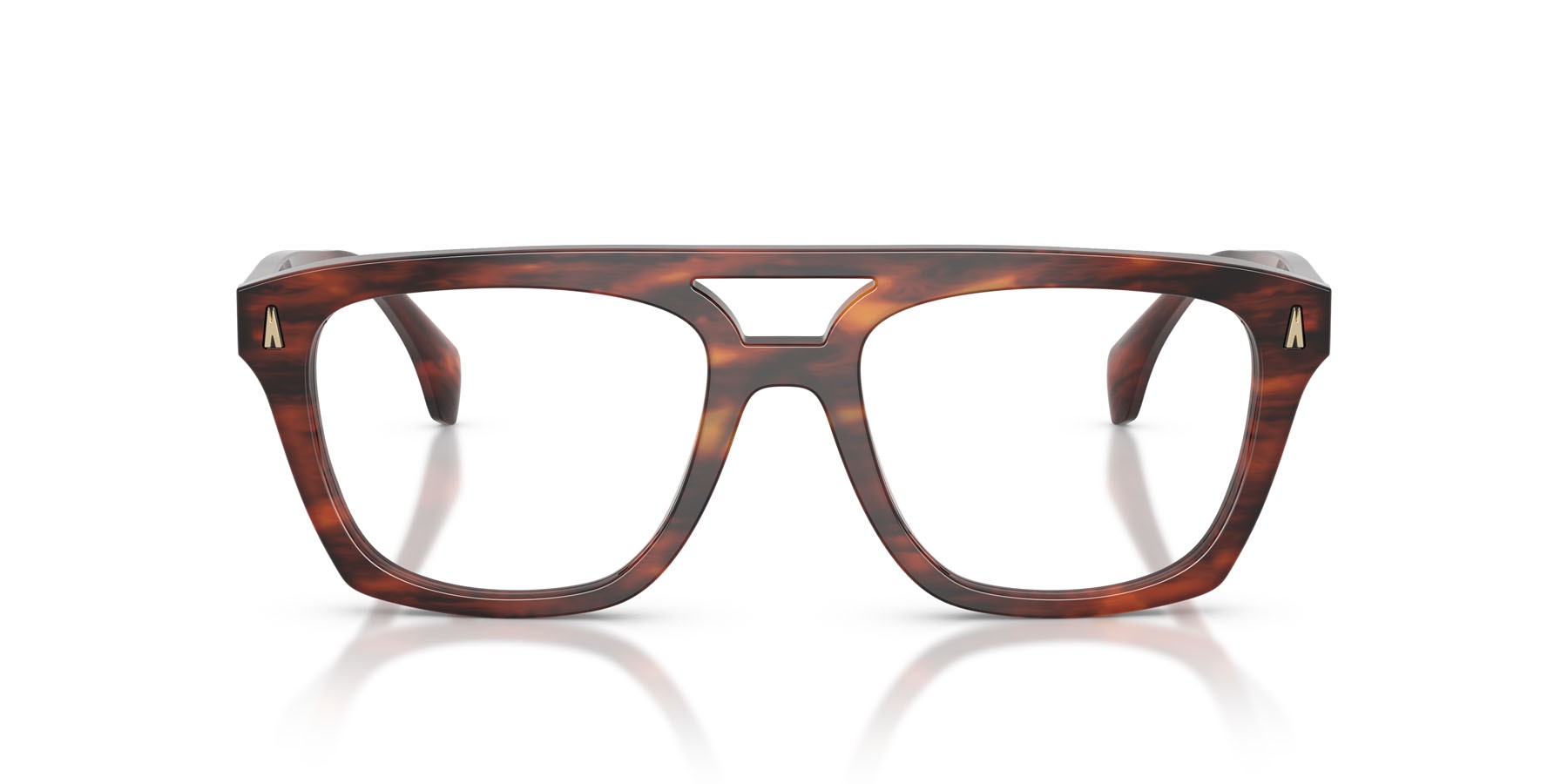 Eyeglasses Moncler ME 2018U (3034) color marrone havana a righe lucido shape rectangle lenses lente demo
