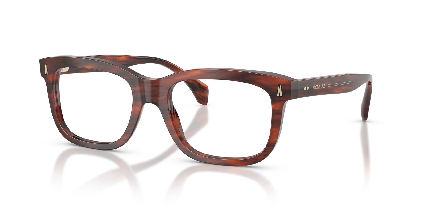 Eyeglasses Moncler ME 2019 (3034) color marrone havana a righe lucido shape rectangle lenses lente demo