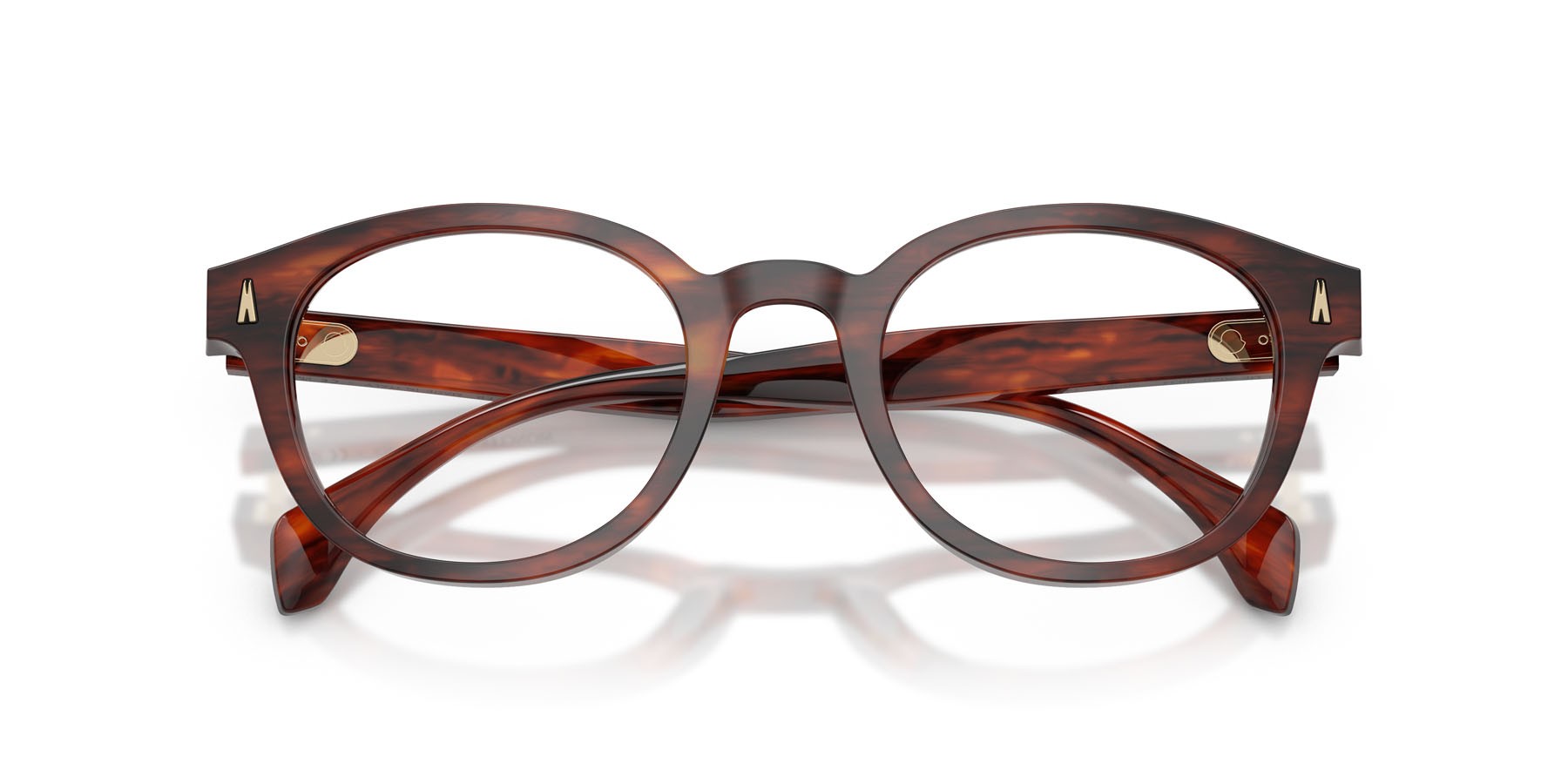 Eyeglasses Moncler ME 2020 (3034) color marrone havana a righe lucido shape round lenses lente demo