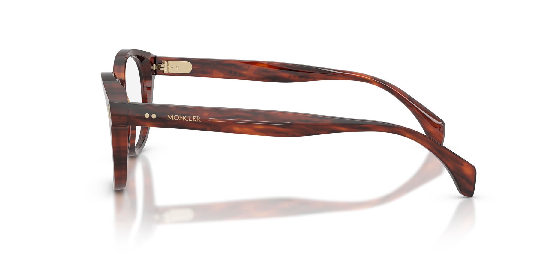Eyeglasses Moncler ME 2020 (3034) color marrone havana a righe lucido shape round lenses lente demo