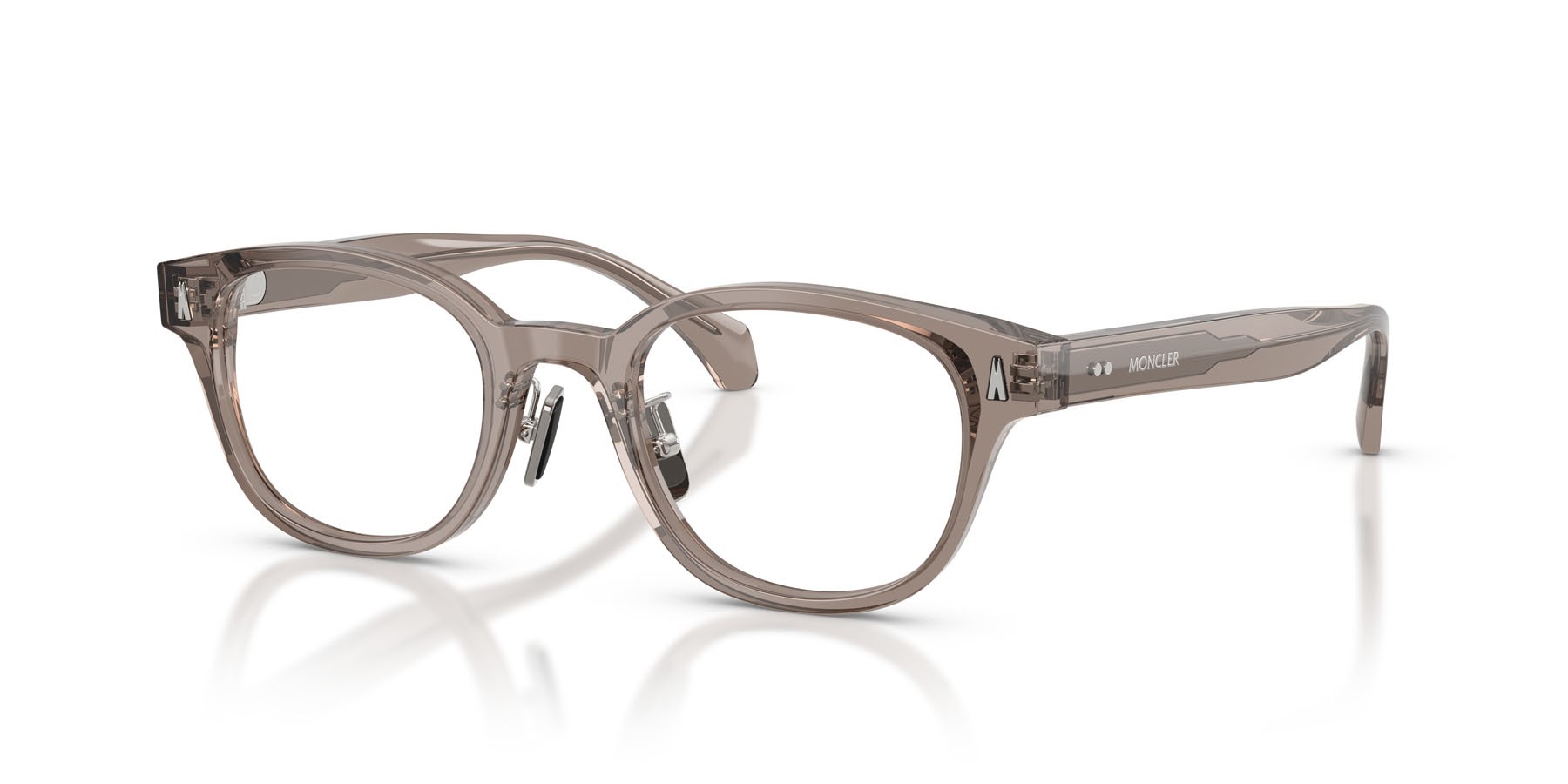 Eyeglasses Moncler ME 2021D (3009) color grigio trasparente lucido shape oval lenses lente demo