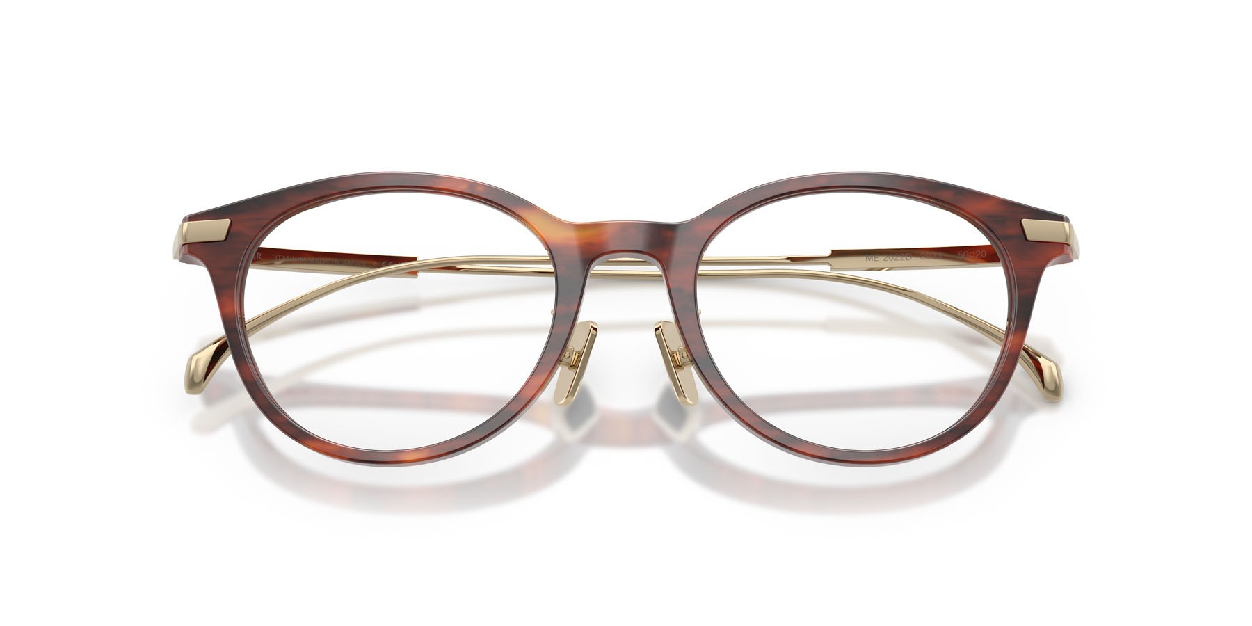 Eyeglasses Moncler ME 2022D (3034) color marrone havana a righe lucido shape oval lenses lente demo