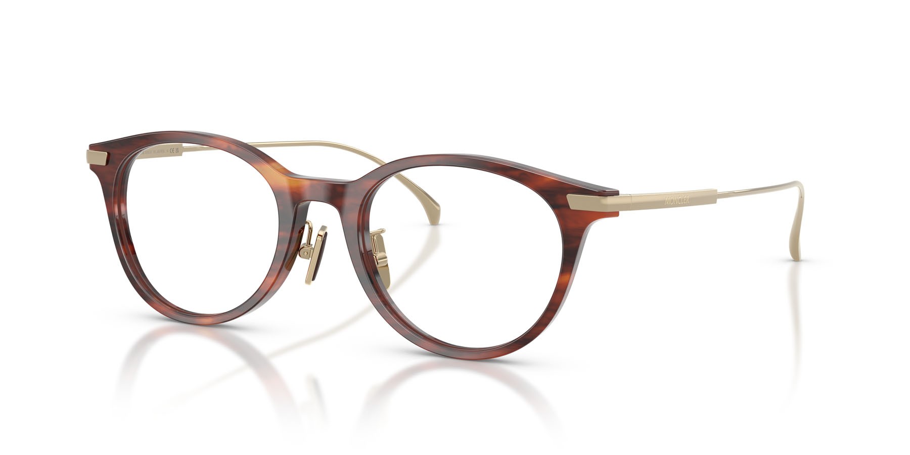 Eyeglasses Moncler ME 2022D (3034) color marrone havana a righe lucido shape oval lenses lente demo