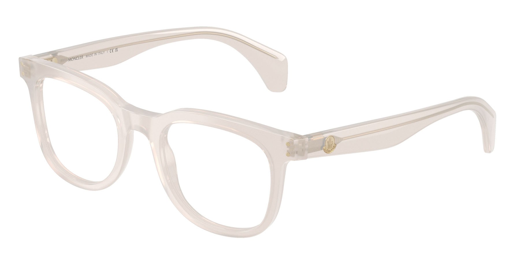 Eyeglasses Moncler ME 2023 (3030) color bianco latte opalino lucido shape pantos lenses lente demo